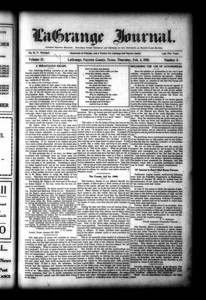Primary view of object titled 'La Grange Journal. (La Grange, Tex.), Vol. 31, No. 5, Ed. 1 Thursday, February 3, 1910'.