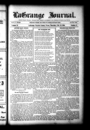 Primary view of object titled 'La Grange Journal. (La Grange, Tex.), Vol. 31, No. 8, Ed. 1 Thursday, February 24, 1910'.