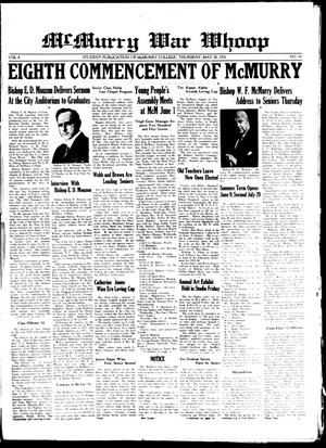 Primary view of object titled 'McMurry War Whoop (Abilene, Tex.), Vol. 8, No. 34, Ed. 1, Thursday, May 28, 1931'.