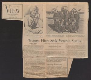 Primary view of object titled '[Clipping: "Women Fliers Seek Veteran Status"]'.