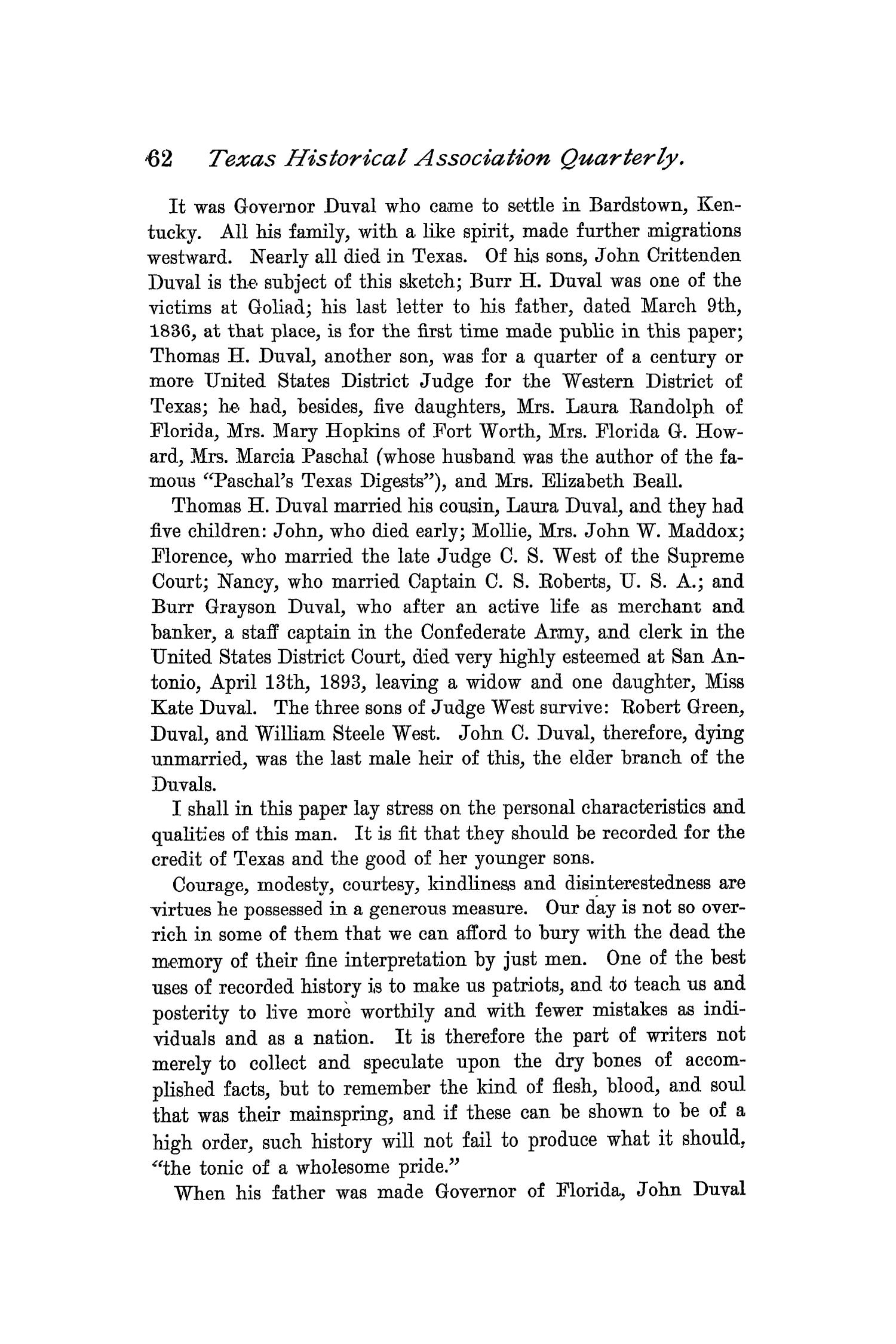 The Quarterly of the Texas State Historical Association, Volume 1, July 1897 - April, 1898
                                                
                                                    62
                                                
