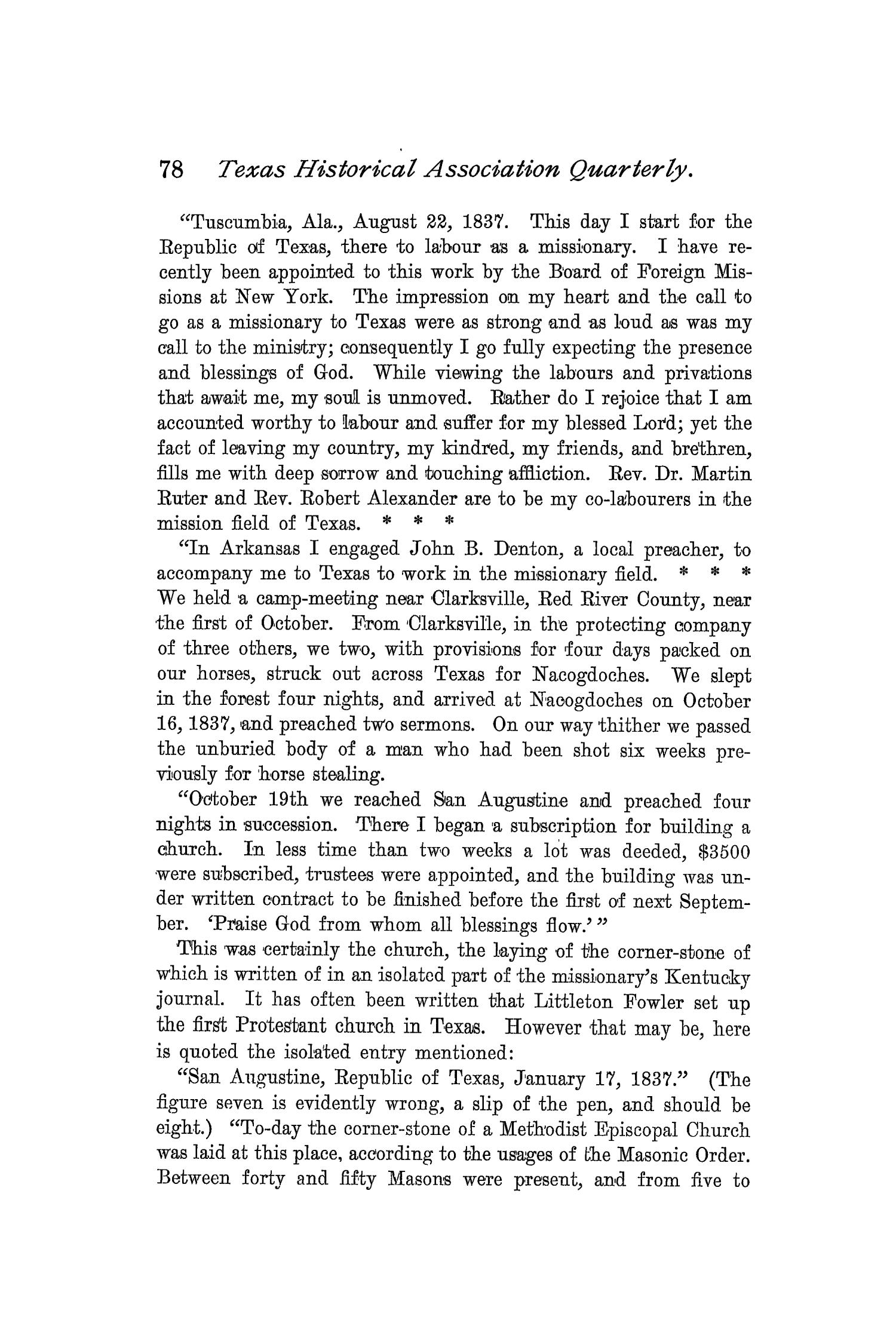 The Quarterly of the Texas State Historical Association, Volume 2, July 1898 - April, 1899
                                                
                                                    78
                                                