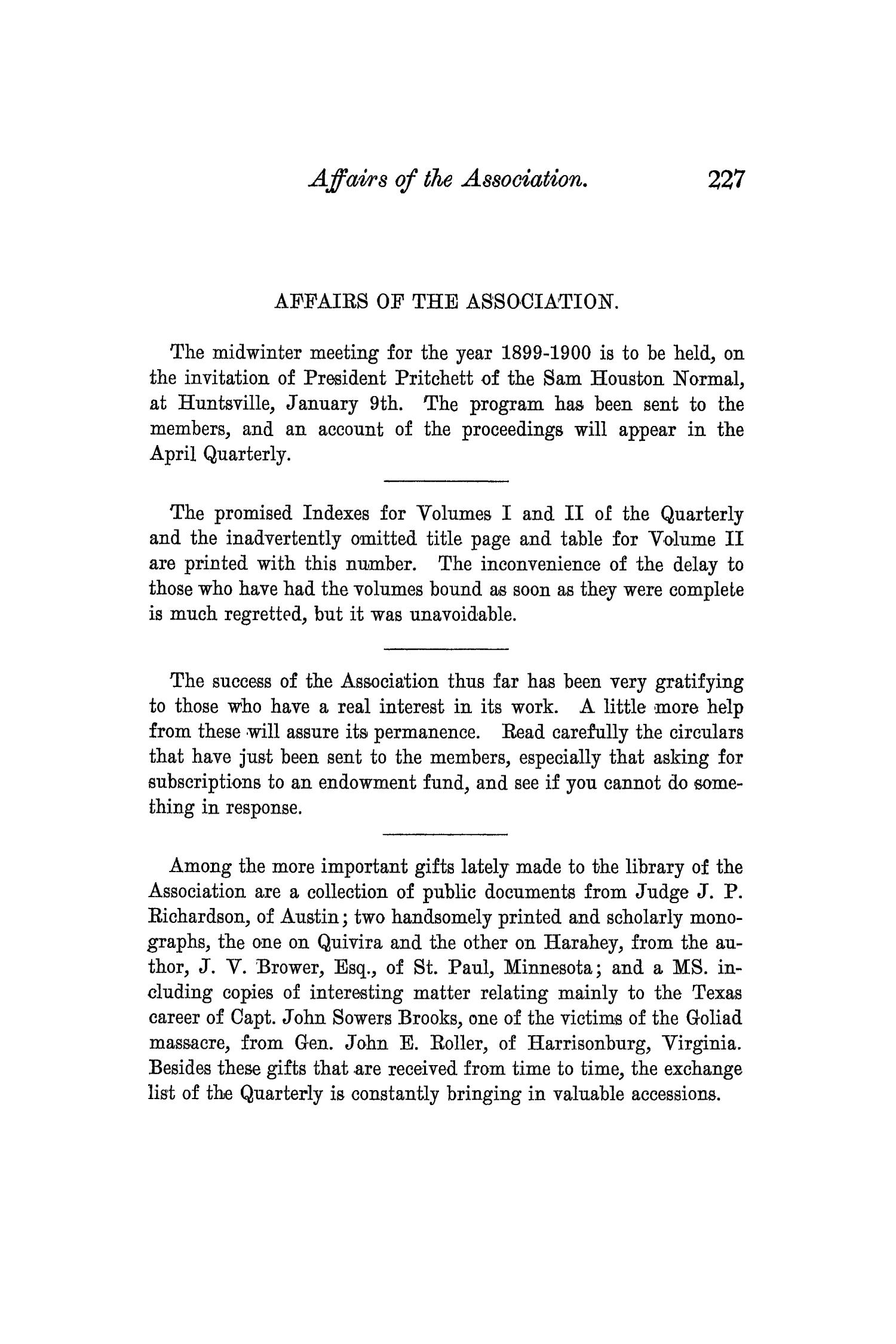 The Quarterly of the Texas State Historical Association, Volume 3, July 1899 - April, 1900
                                                
                                                    227
                                                