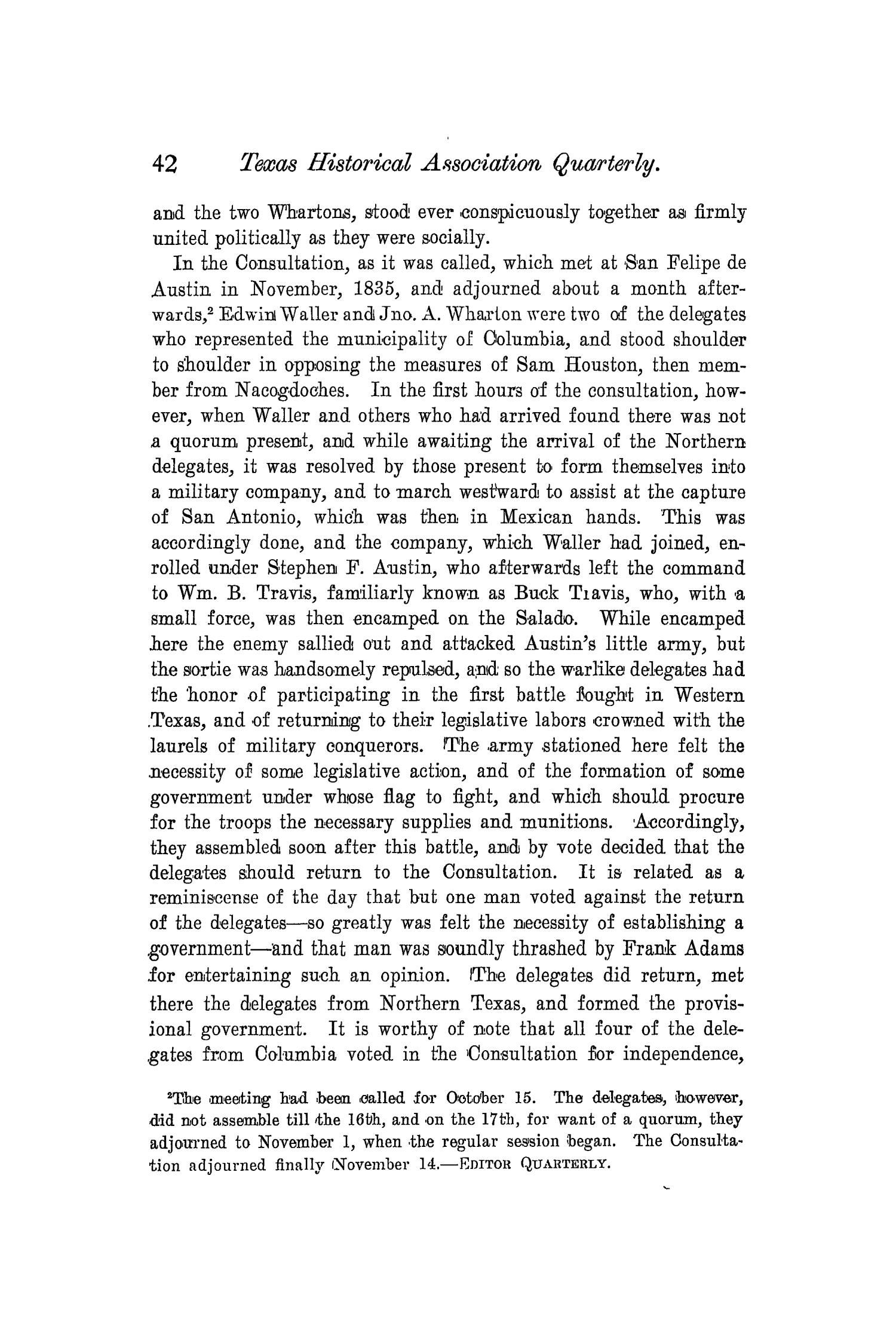 The Quarterly of the Texas State Historical Association, Volume 4, July 1900 - April, 1901
                                                
                                                    42
                                                