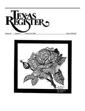 Primary view of object titled 'Texas Register, Volume 28, Number 7, Pages 1289-1584, February 14, 2003'.