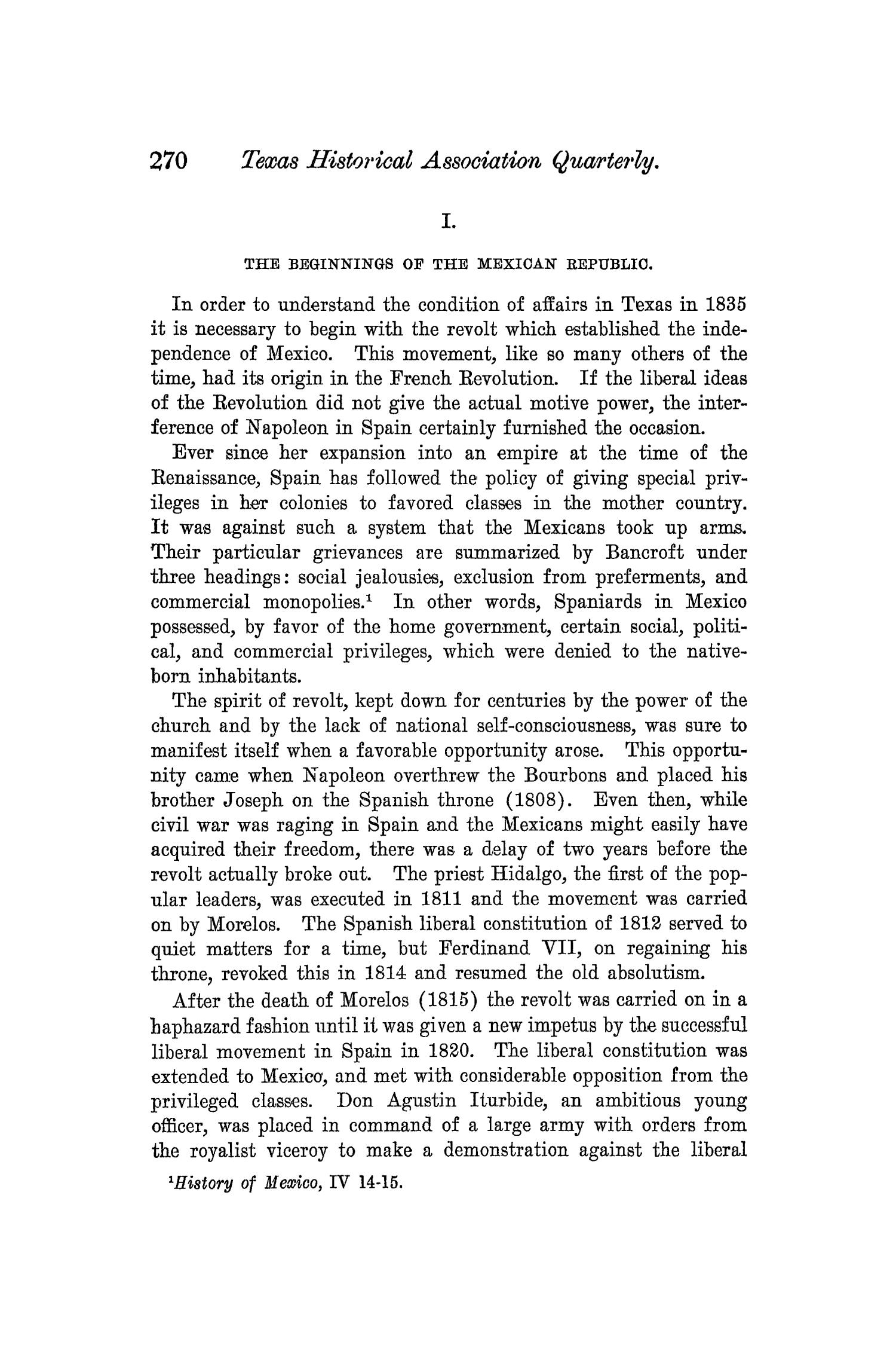 The Quarterly of the Texas State Historical Association, Volume 5, July 1901 - April, 1902
                                                
                                                    270
                                                