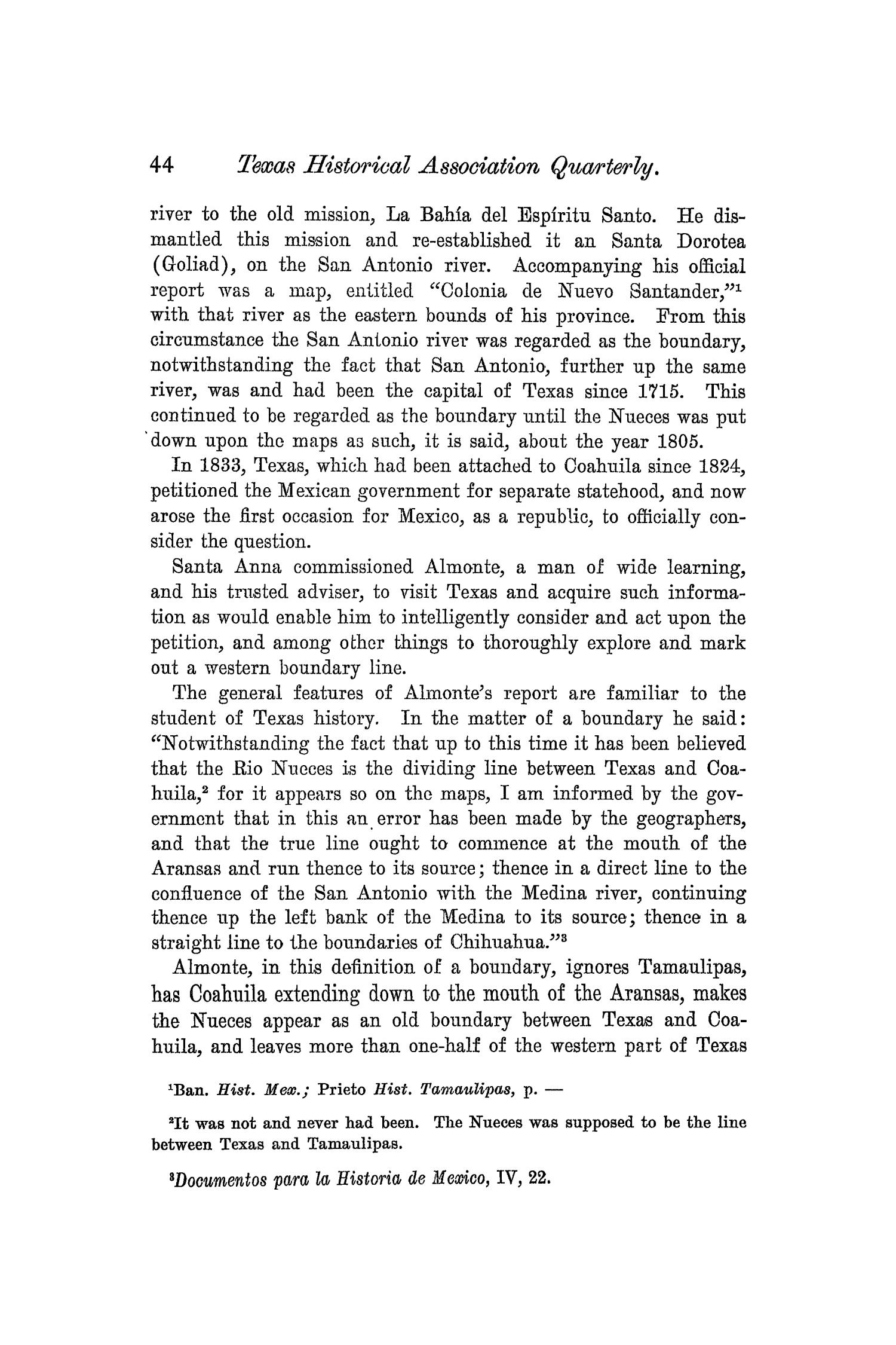 The Quarterly of the Texas State Historical Association, Volume 5, July 1901 - April, 1902
                                                
                                                    44
                                                