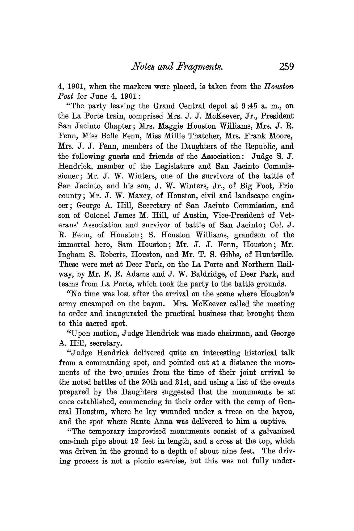 The Quarterly of the Texas State Historical Association, Volume 6, July 1902 - April, 1903
                                                
                                                    259
                                                
