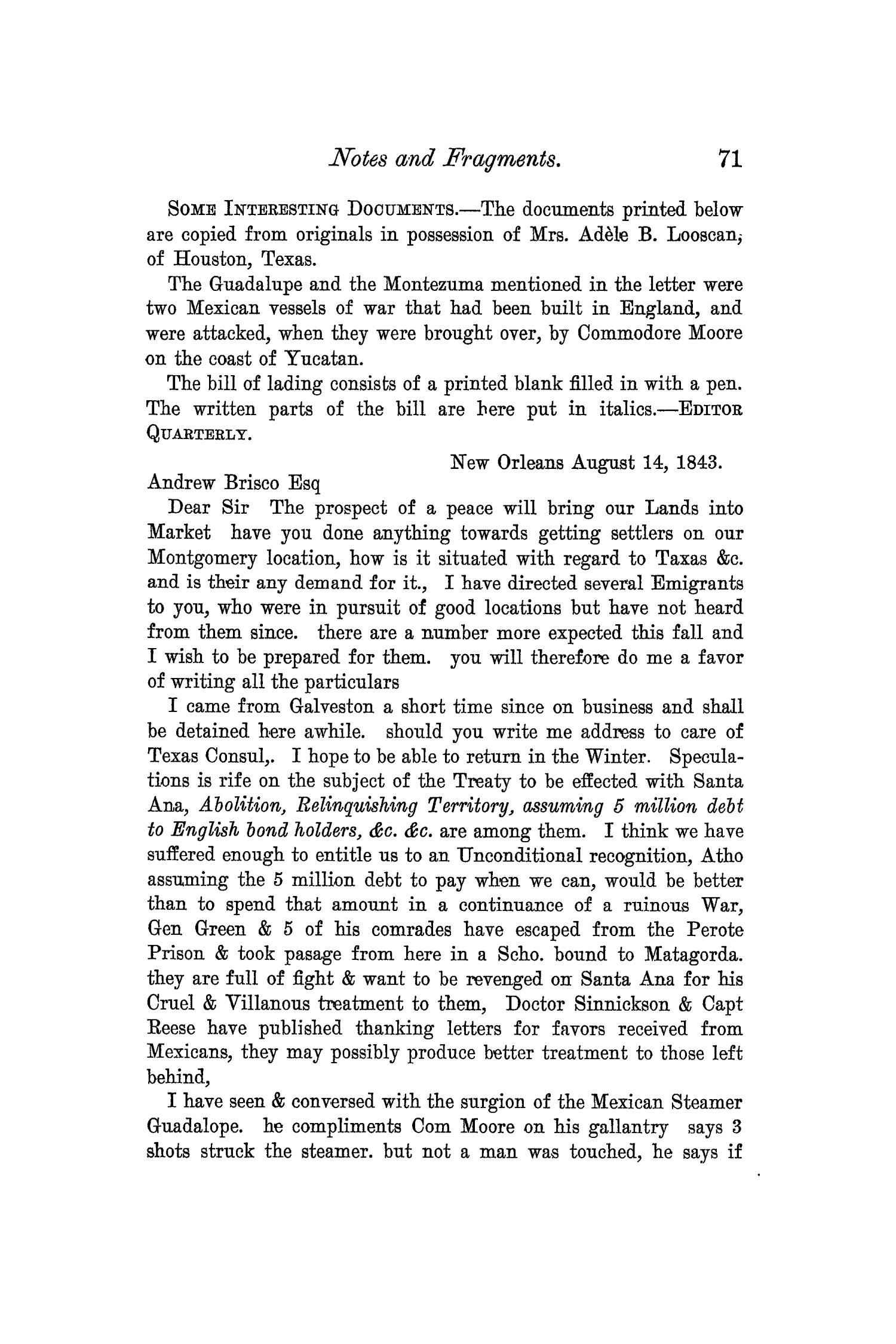 The Quarterly of the Texas State Historical Association, Volume 6, July 1902 - April, 1903
                                                
                                                    71
                                                