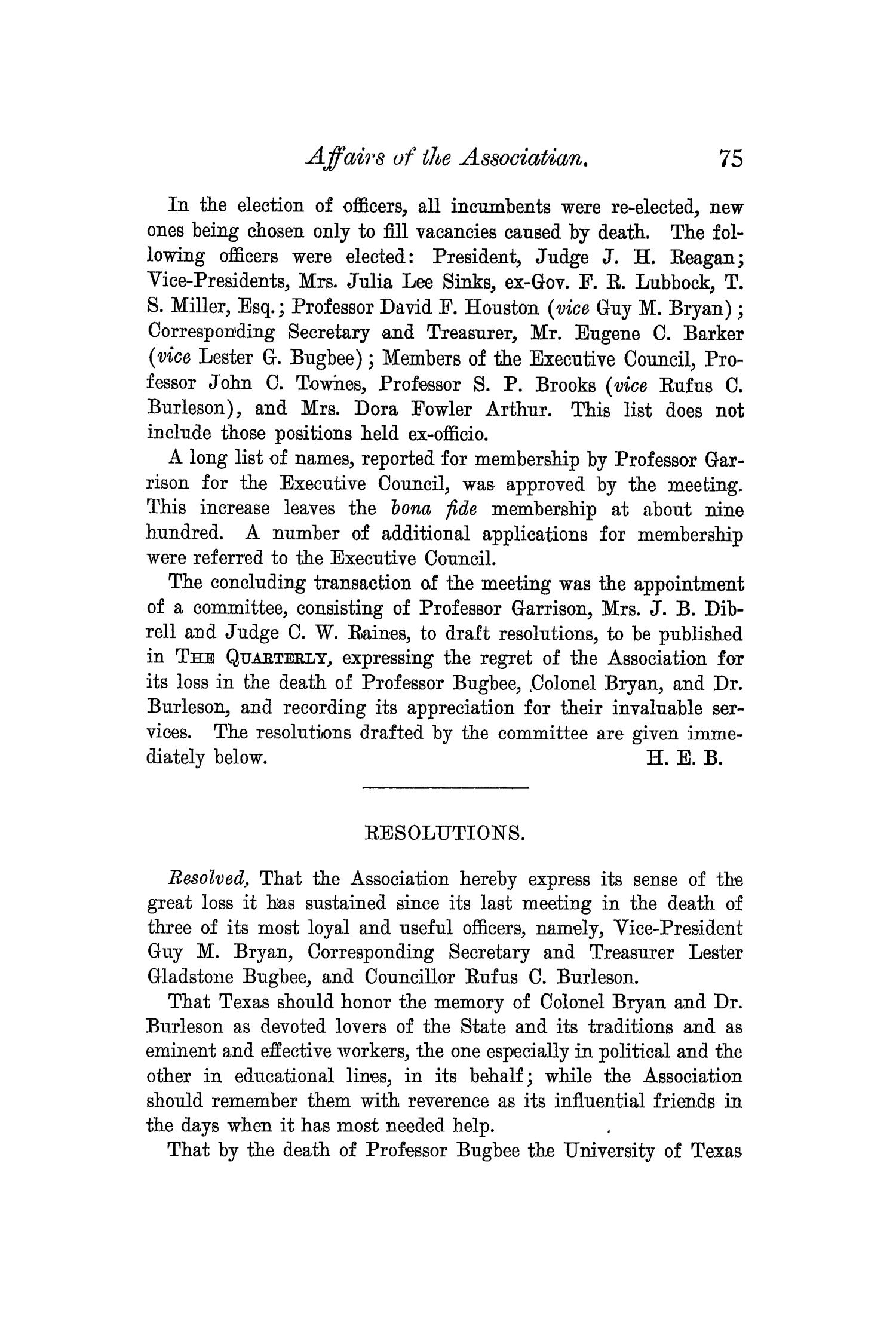 The Quarterly of the Texas State Historical Association, Volume 6, July 1902 - April, 1903
                                                
                                                    75
                                                