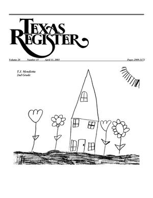 Primary view of object titled 'Texas Register, Volume 28, Number 15, Pages 2989-3172, April 11, 2003'.