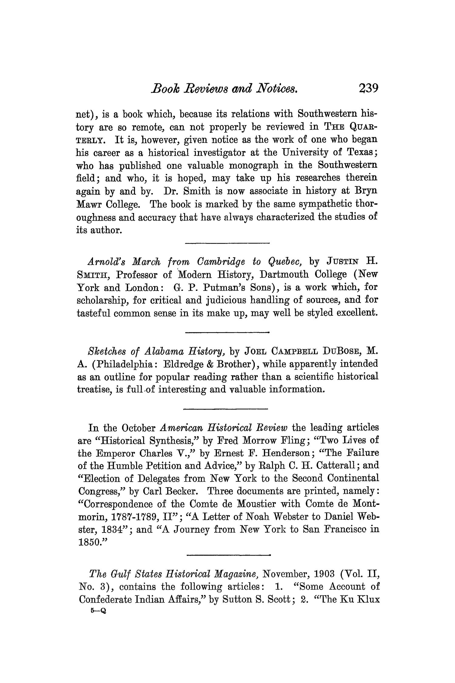 The Quarterly of the Texas State Historical Association, Volume 7, July 1903 - April, 1904
                                                
                                                    239
                                                