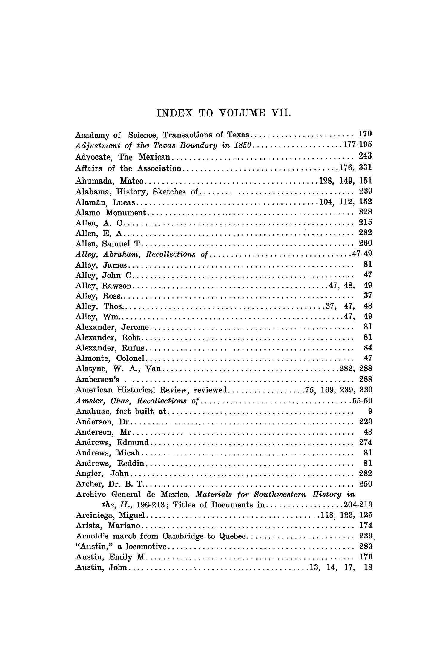 The Quarterly of the Texas State Historical Association, Volume 7, July 1903 - April, 1904
                                                
                                                    i
                                                