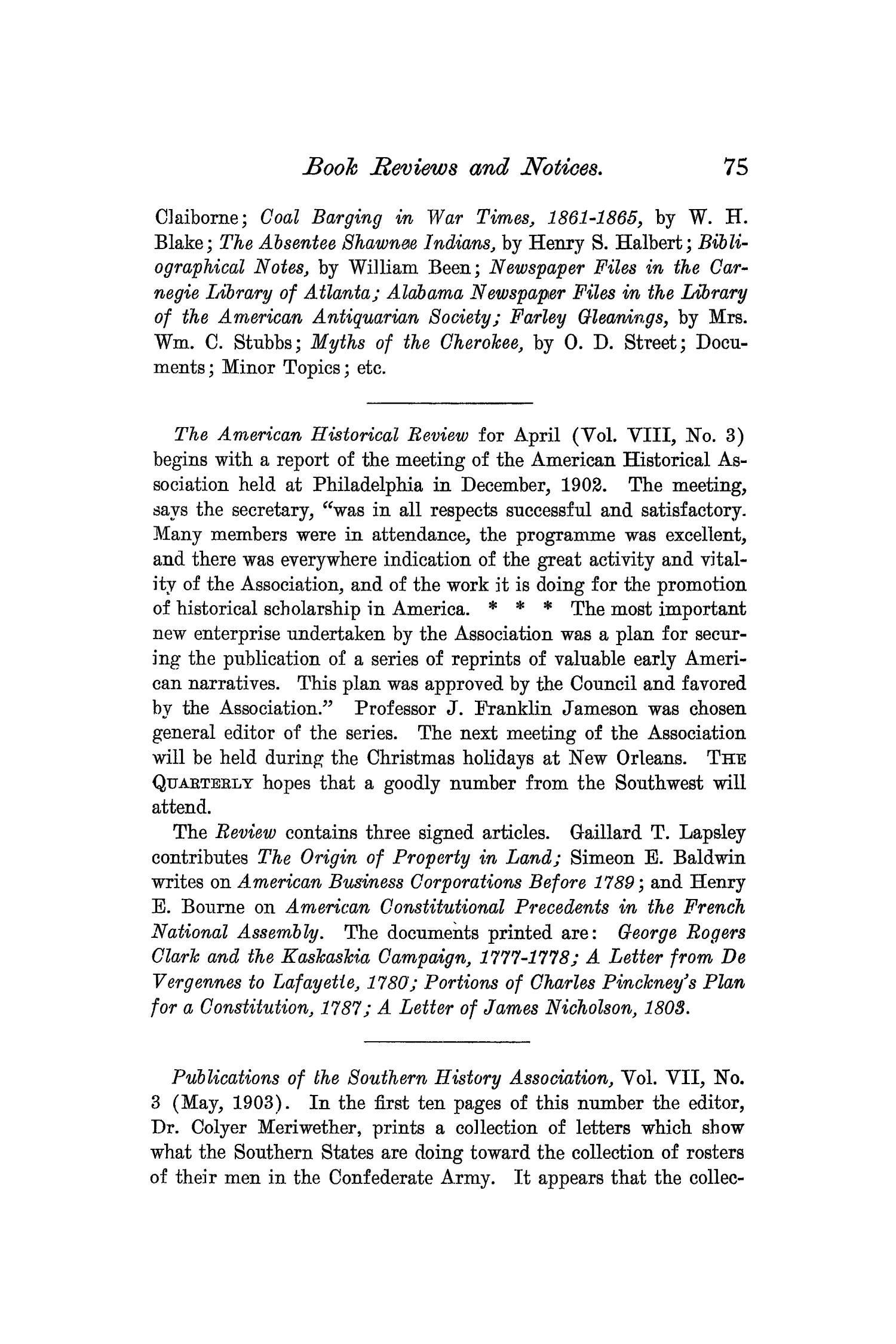 The Quarterly of the Texas State Historical Association, Volume 7, July 1903 - April, 1904
                                                
                                                    75
                                                