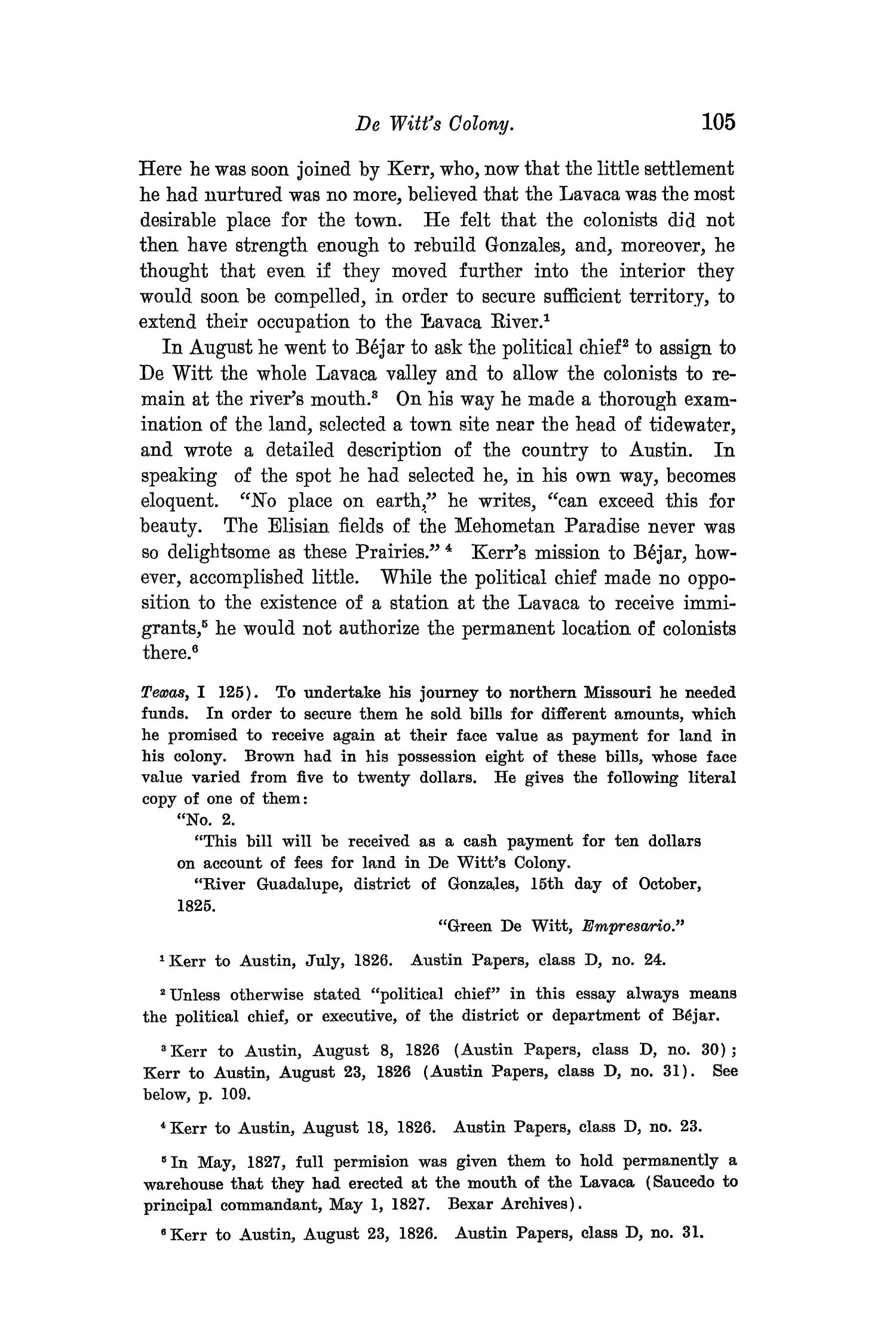 The Quarterly of the Texas State Historical Association, Volume 8, July 1904 - April, 1905
                                                
                                                    105
                                                