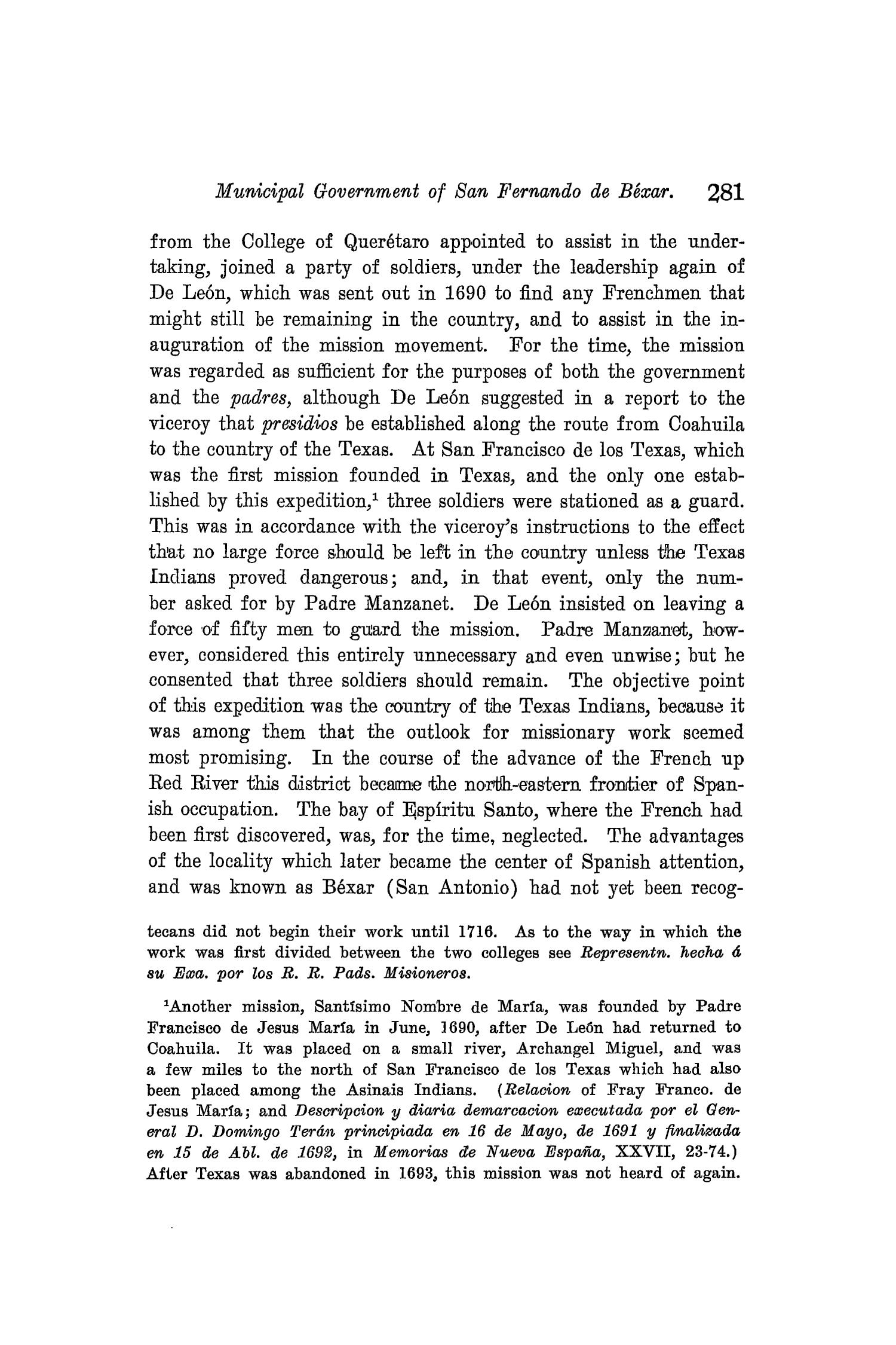 The Quarterly of the Texas State Historical Association, Volume 8, July 1904 - April, 1905
                                                
                                                    281
                                                