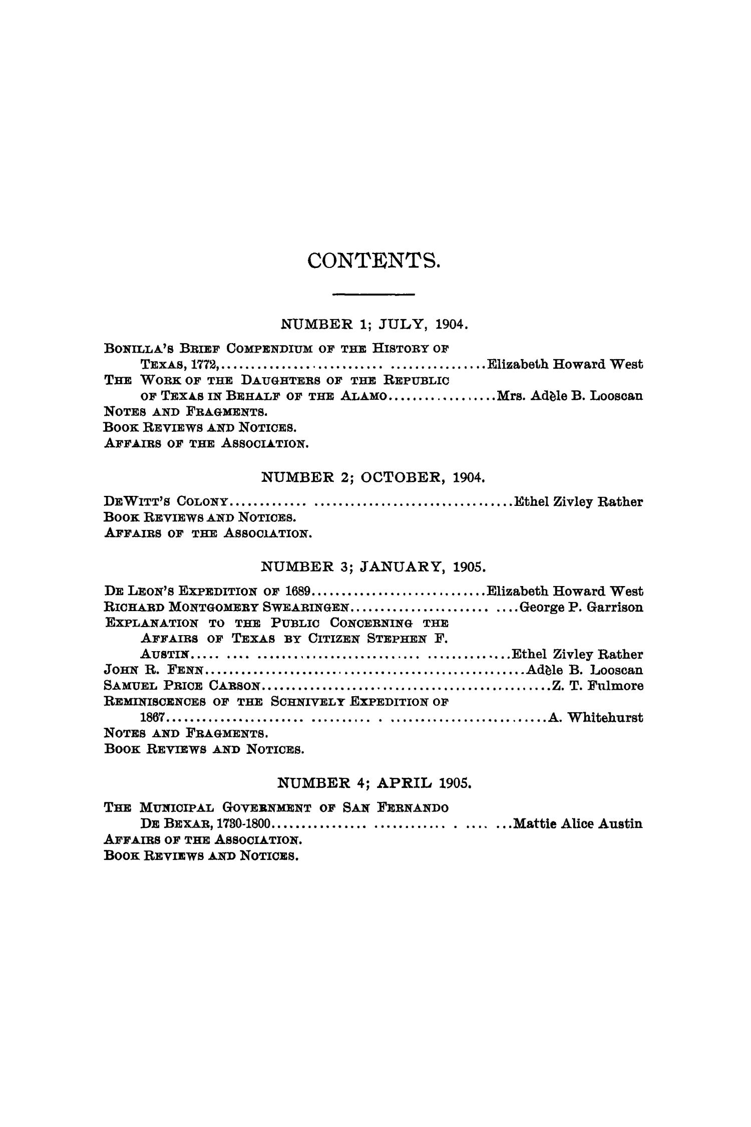 The Quarterly of the Texas State Historical Association, Volume 8, July 1904 - April, 1905
                                                
                                                    2
                                                