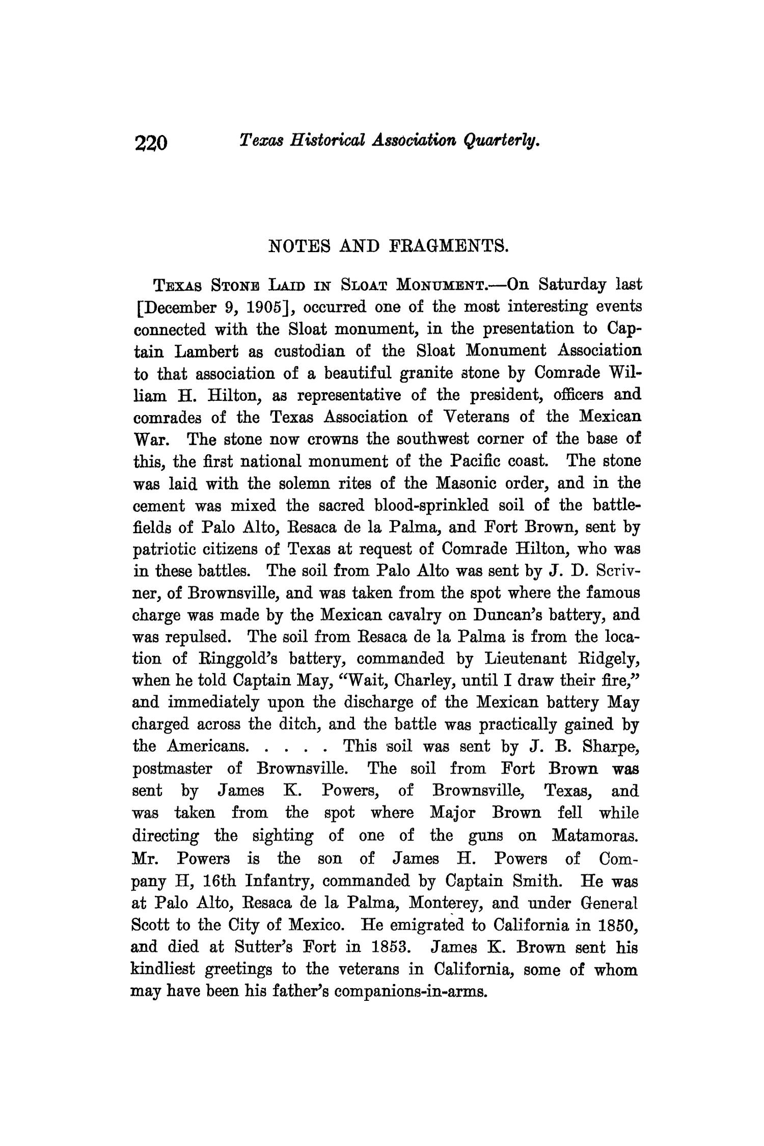 The Quarterly of the Texas State Historical Association, Volume 9, July 1905 - April, 1906
                                                
                                                    220
                                                