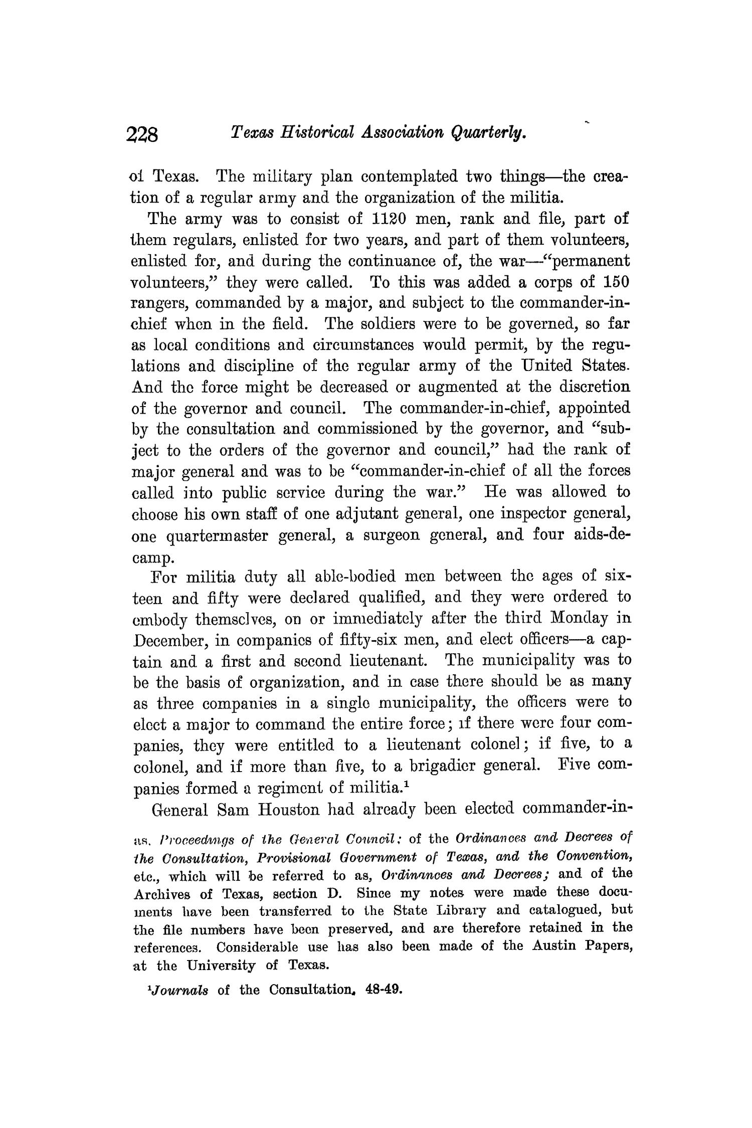 The Quarterly of the Texas State Historical Association, Volume 9, July 1905 - April, 1906
                                                
                                                    228
                                                