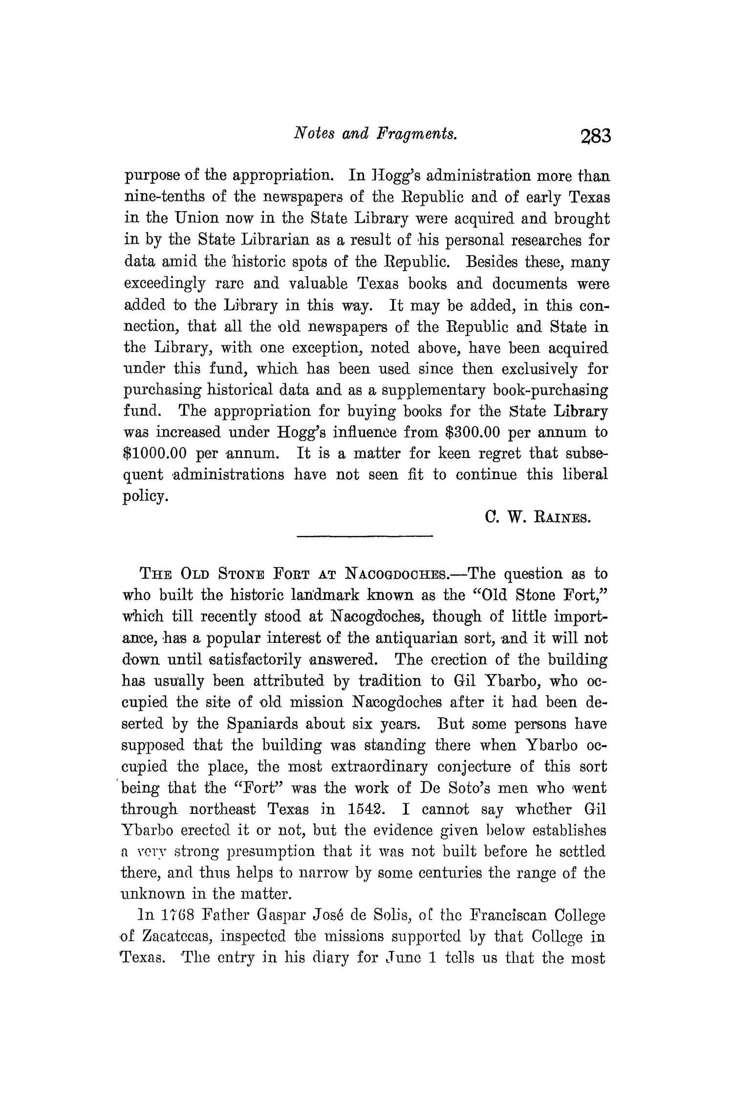 The Quarterly of the Texas State Historical Association, Volume 9, July 1905 - April, 1906
                                                
                                                    283
                                                