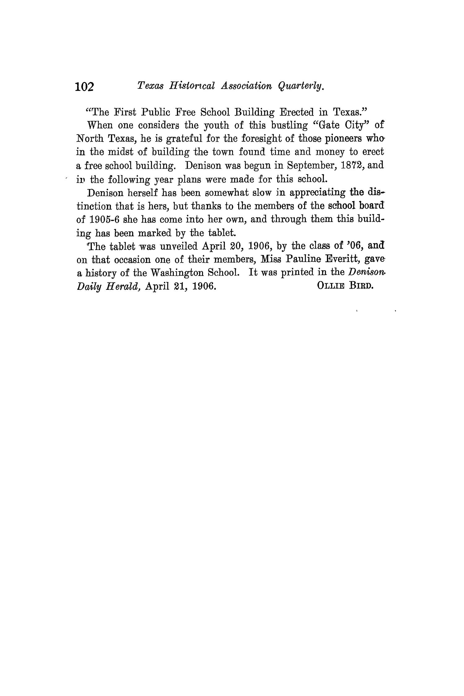 The Quarterly of the Texas State Historical Association, Volume 10, July 1906 - April, 1907
                                                
                                                    102
                                                