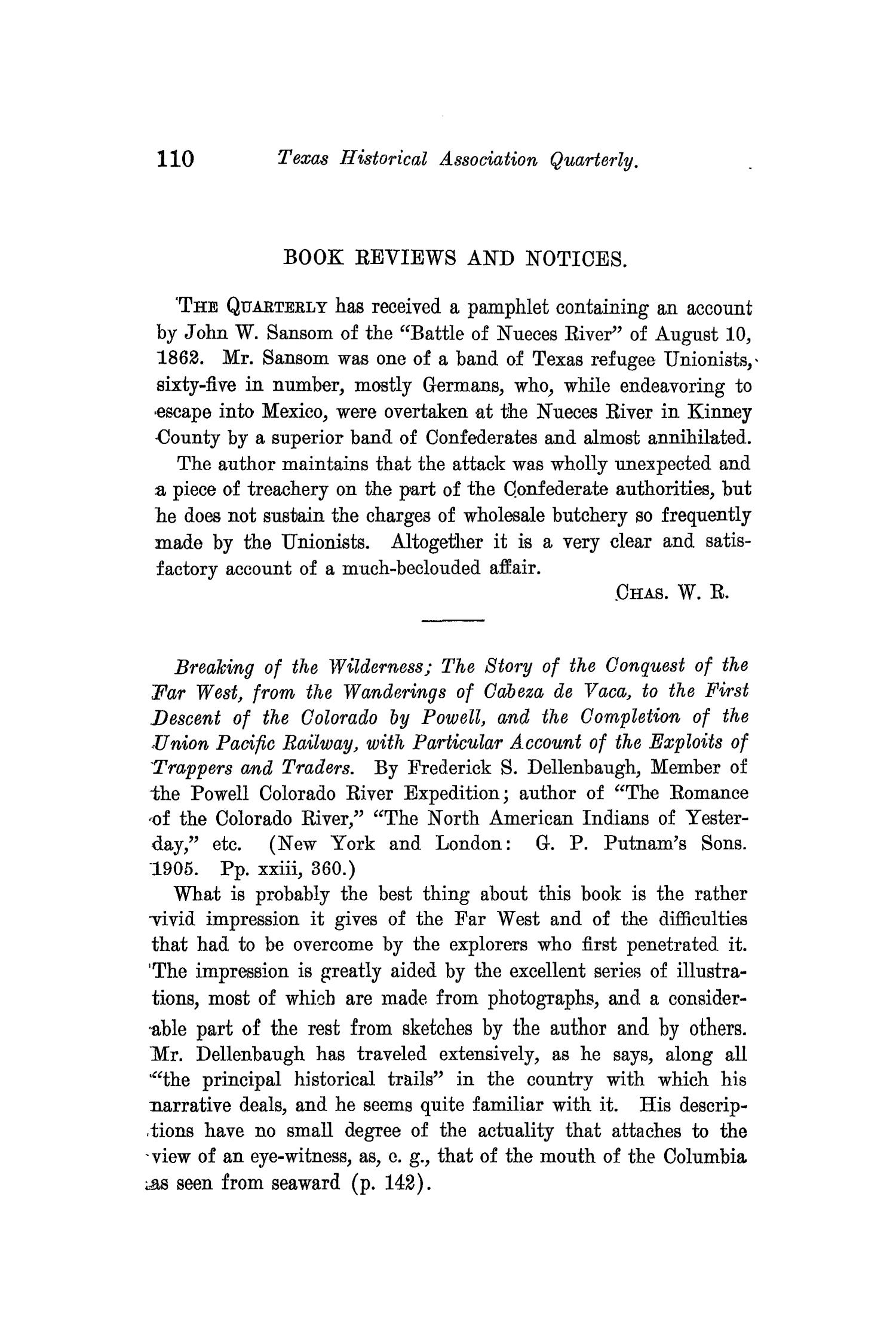 The Quarterly of the Texas State Historical Association, Volume 10, July 1906 - April, 1907
                                                
                                                    110
                                                