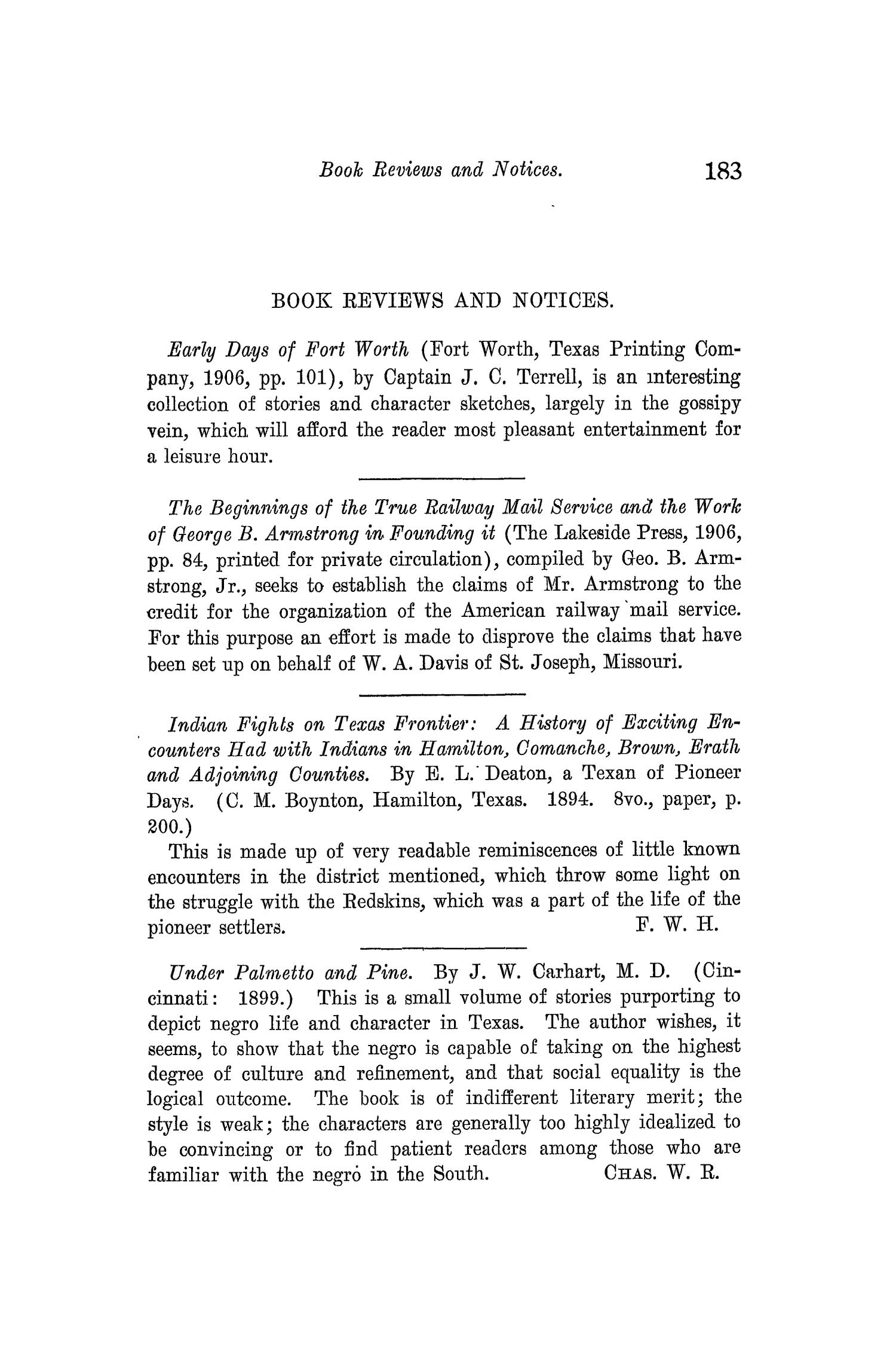 The Quarterly of the Texas State Historical Association, Volume 10, July 1906 - April, 1907
                                                
                                                    183
                                                