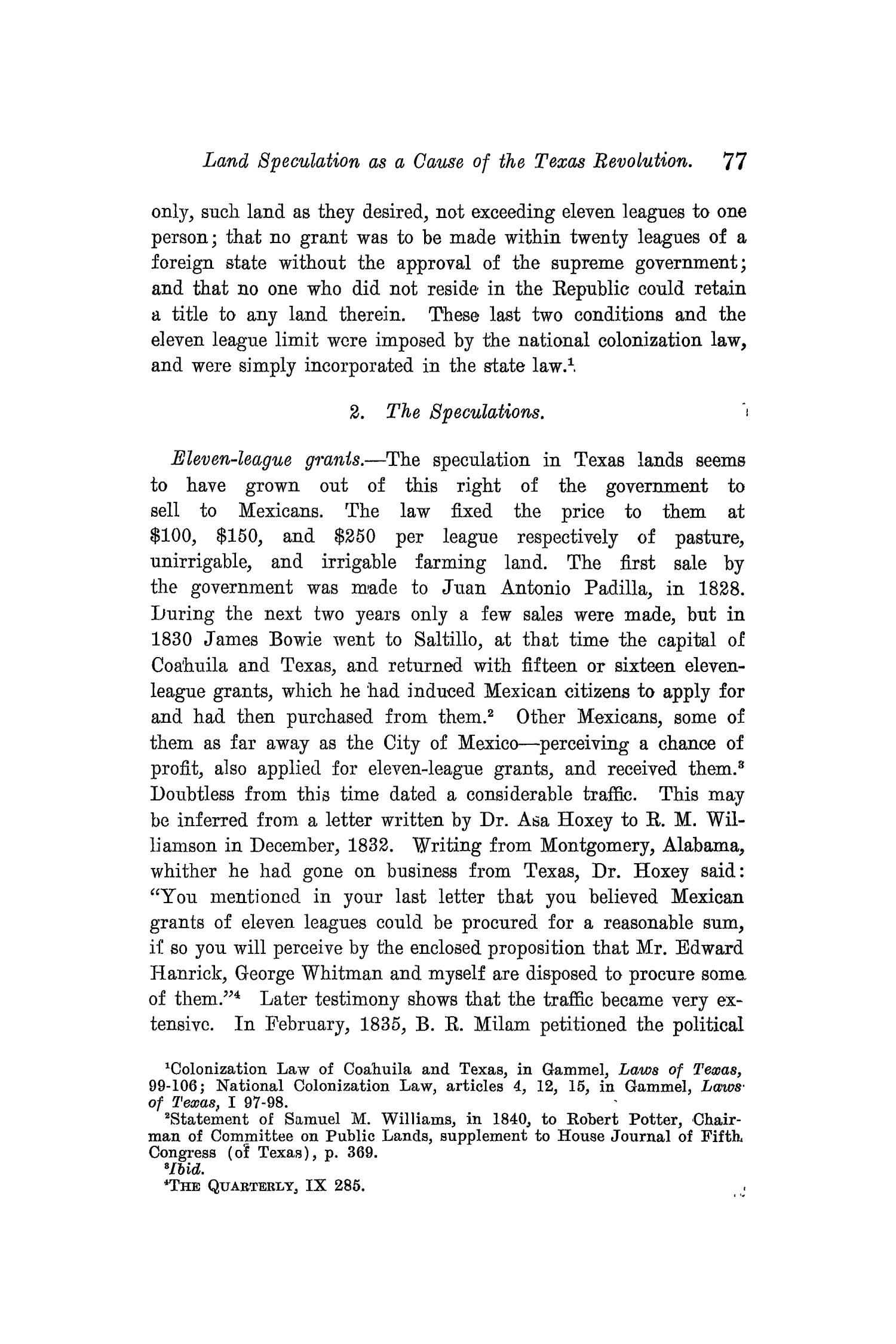 The Quarterly of the Texas State Historical Association, Volume 10, July 1906 - April, 1907
                                                
                                                    77
                                                