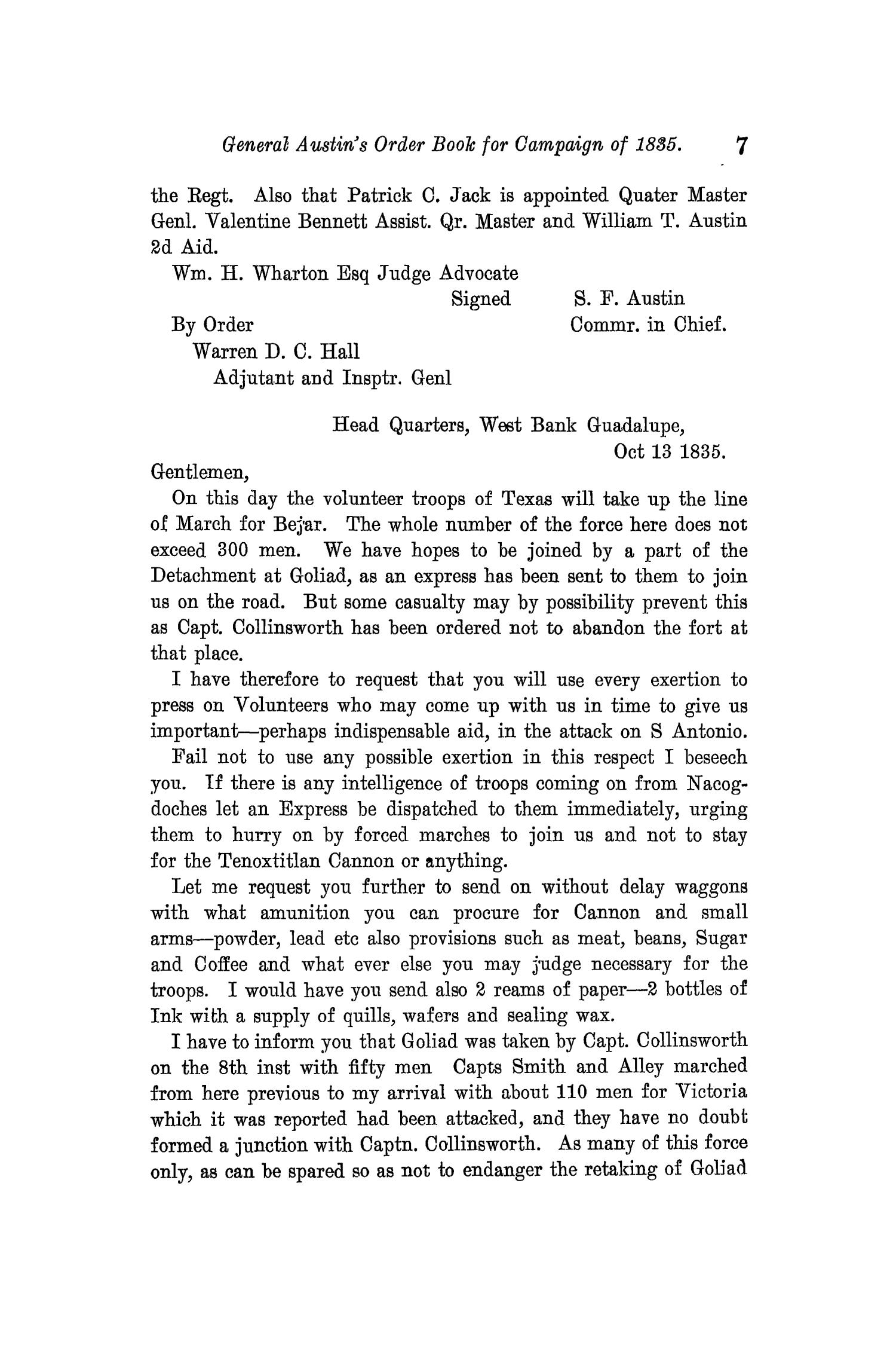 The Quarterly of the Texas State Historical Association, Volume 11, July 1907 - April, 1908
                                                
                                                    7
                                                