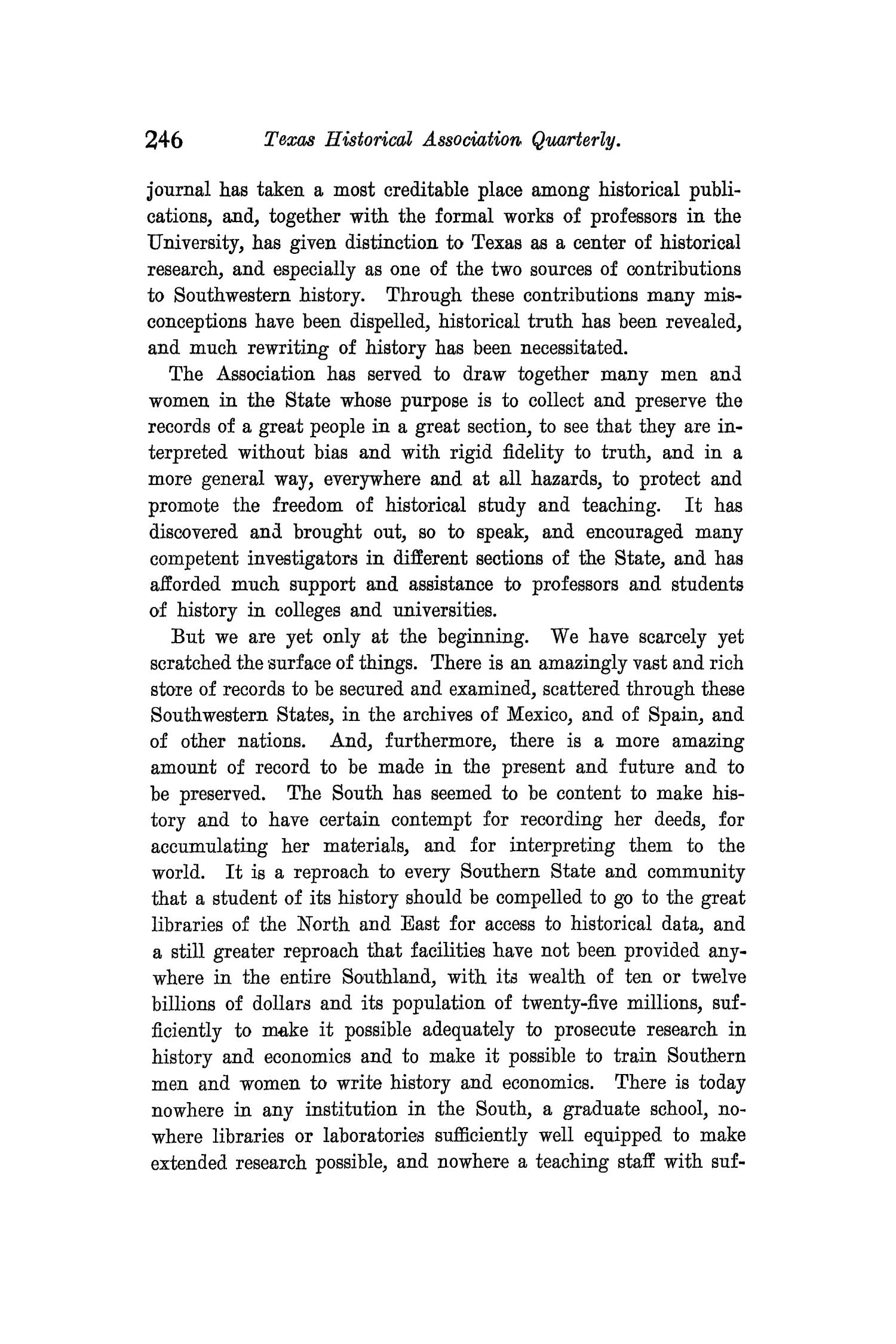 The Quarterly of the Texas State Historical Association, Volume 11, July 1907 - April, 1908
                                                
                                                    246
                                                