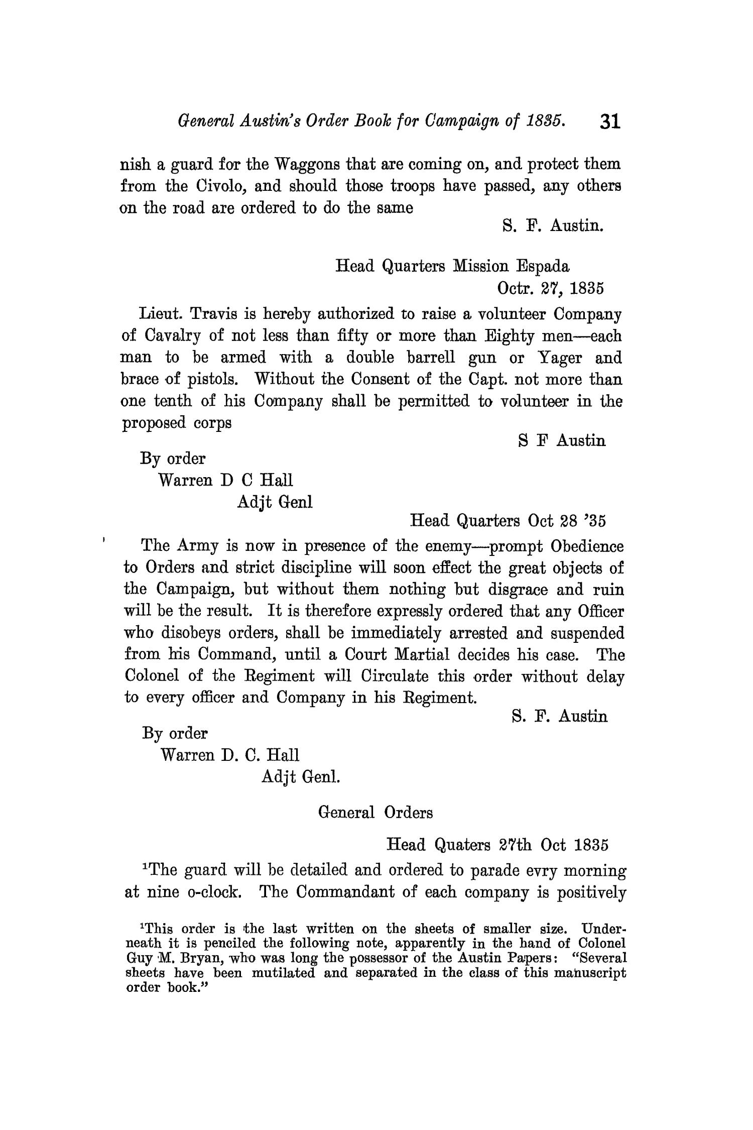 The Quarterly of the Texas State Historical Association, Volume 11, July 1907 - April, 1908
                                                
                                                    31
                                                