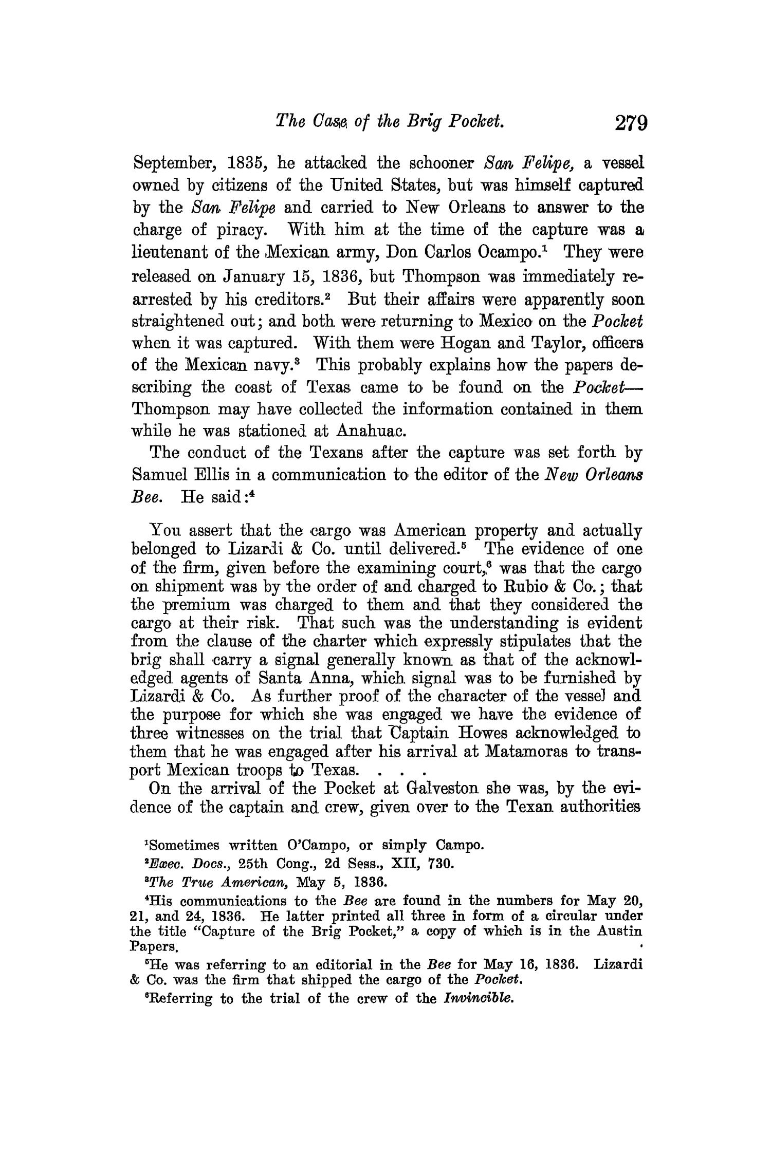 The Quarterly of the Texas State Historical Association, Volume 12, July 1908 - April, 1909
                                                
                                                    279
                                                