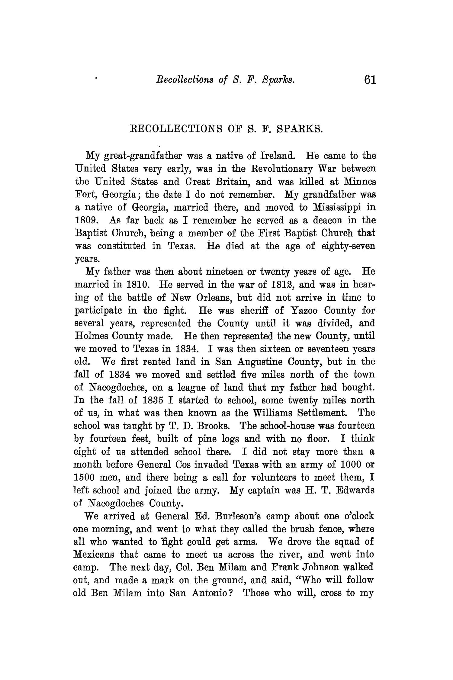 The Quarterly of the Texas State Historical Association, Volume 12, July 1908 - April, 1909
                                                
                                                    61
                                                