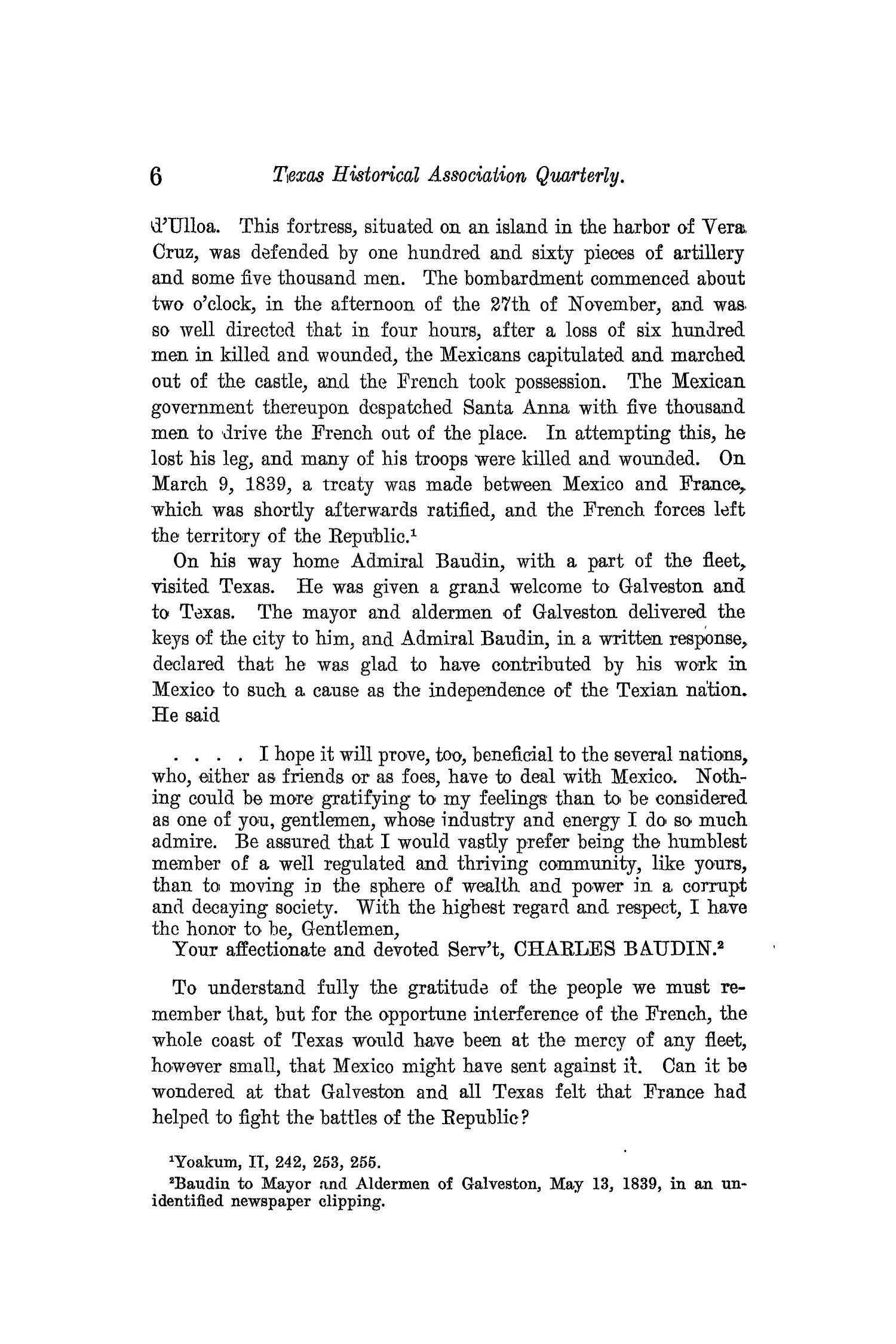 The Quarterly of the Texas State Historical Association, Volume 13, July 1909 - April, 1910
                                                
                                                    6
                                                