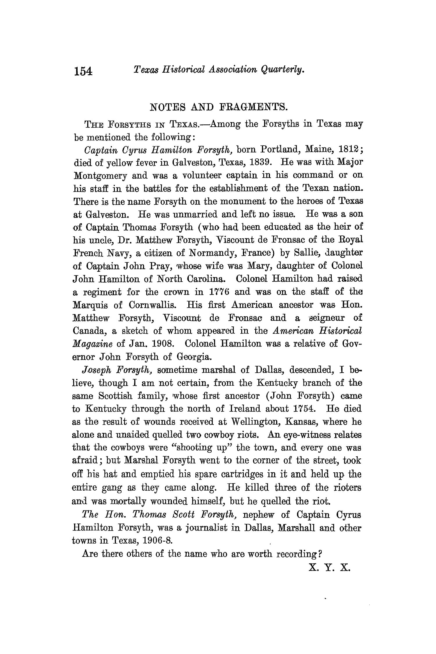 The Quarterly of the Texas State Historical Association, Volume 13, July 1909 - April, 1910
                                                
                                                    154
                                                