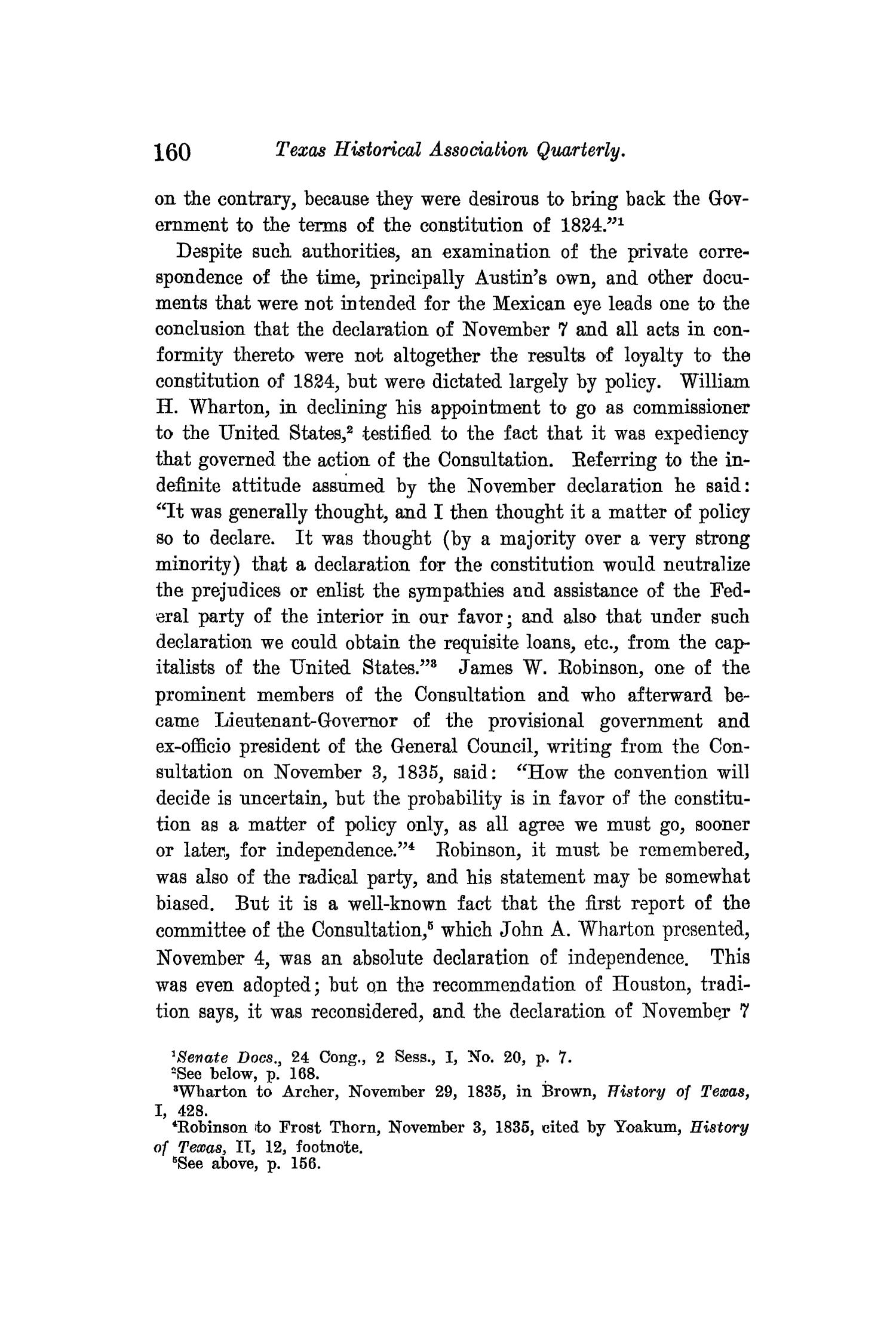 The Quarterly of the Texas State Historical Association, Volume 13, July 1909 - April, 1910
                                                
                                                    160
                                                