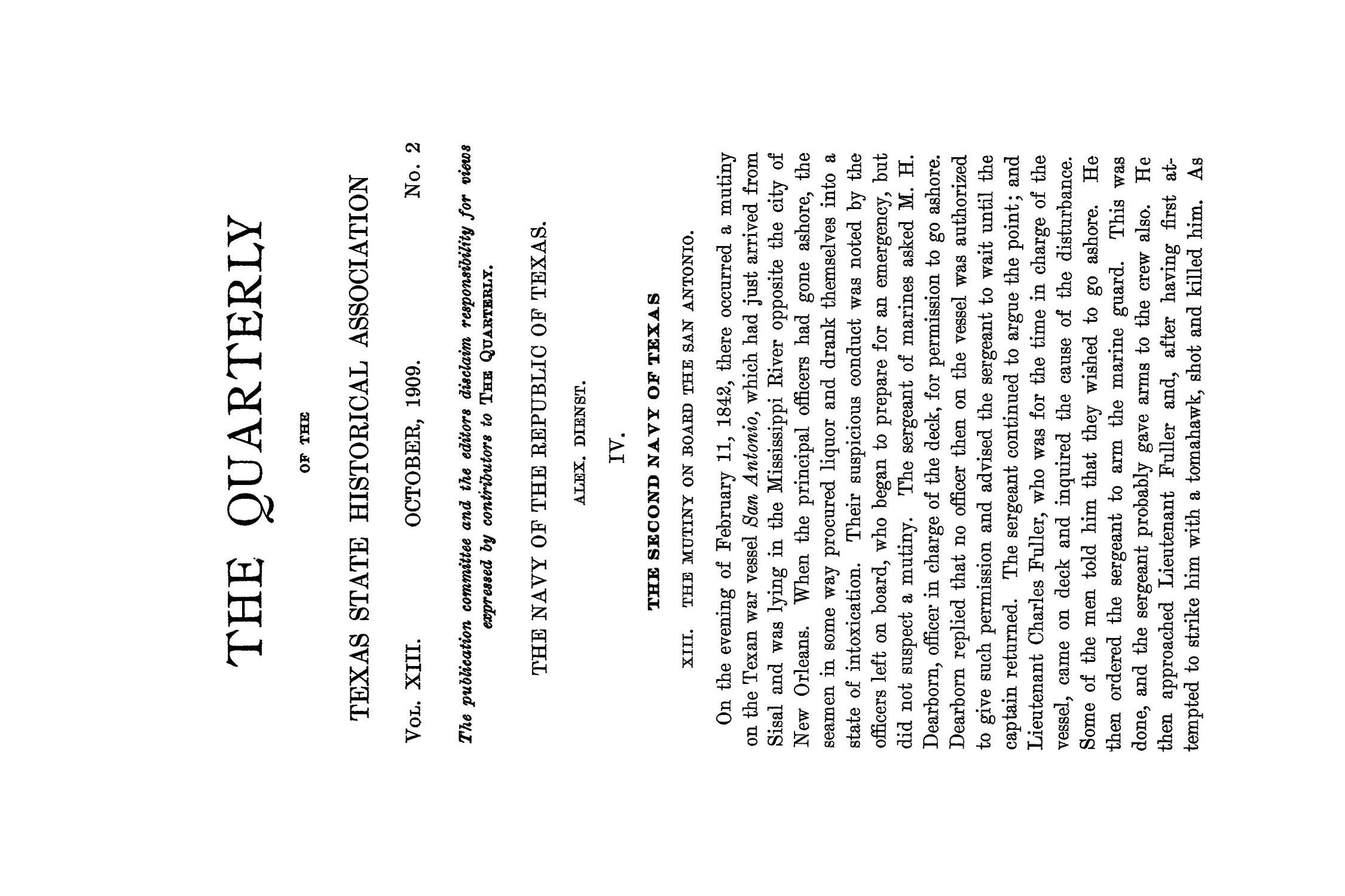 The Quarterly of the Texas State Historical Association, Volume 13, July 1909 - April, 1910
                                                
                                                    85
                                                