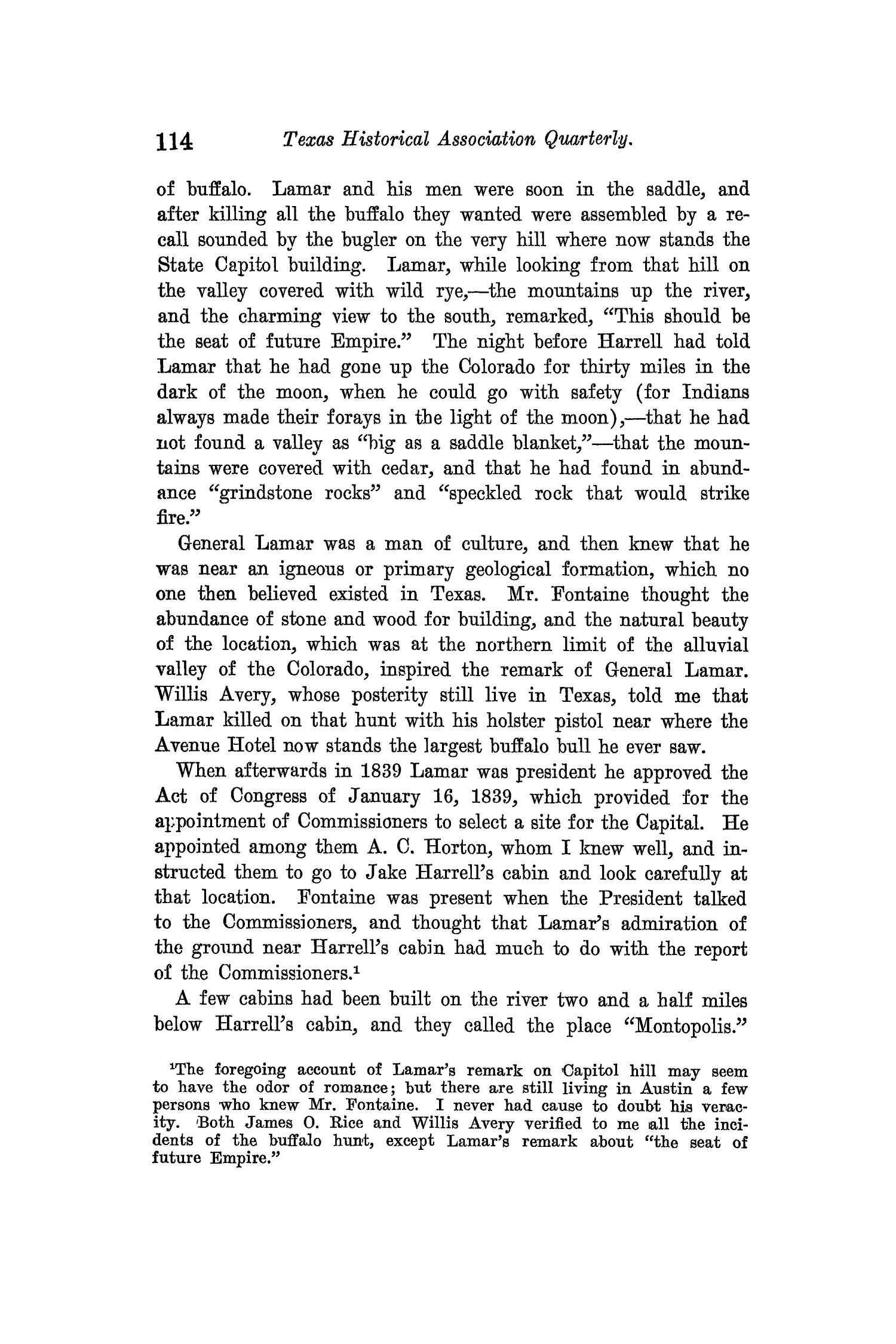The Quarterly of the Texas State Historical Association, Volume 14, July 1910 - April, 1911
                                                
                                                    114
                                                