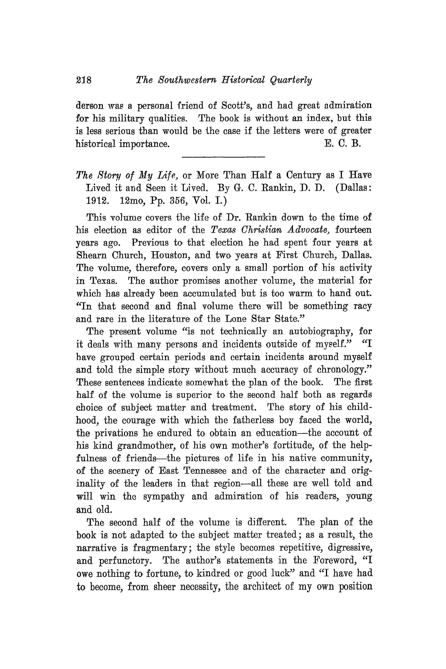 The Southwestern Historical Quarterly, Volume 16, July 1912 - April, 1913
                                                
                                                    218
                                                