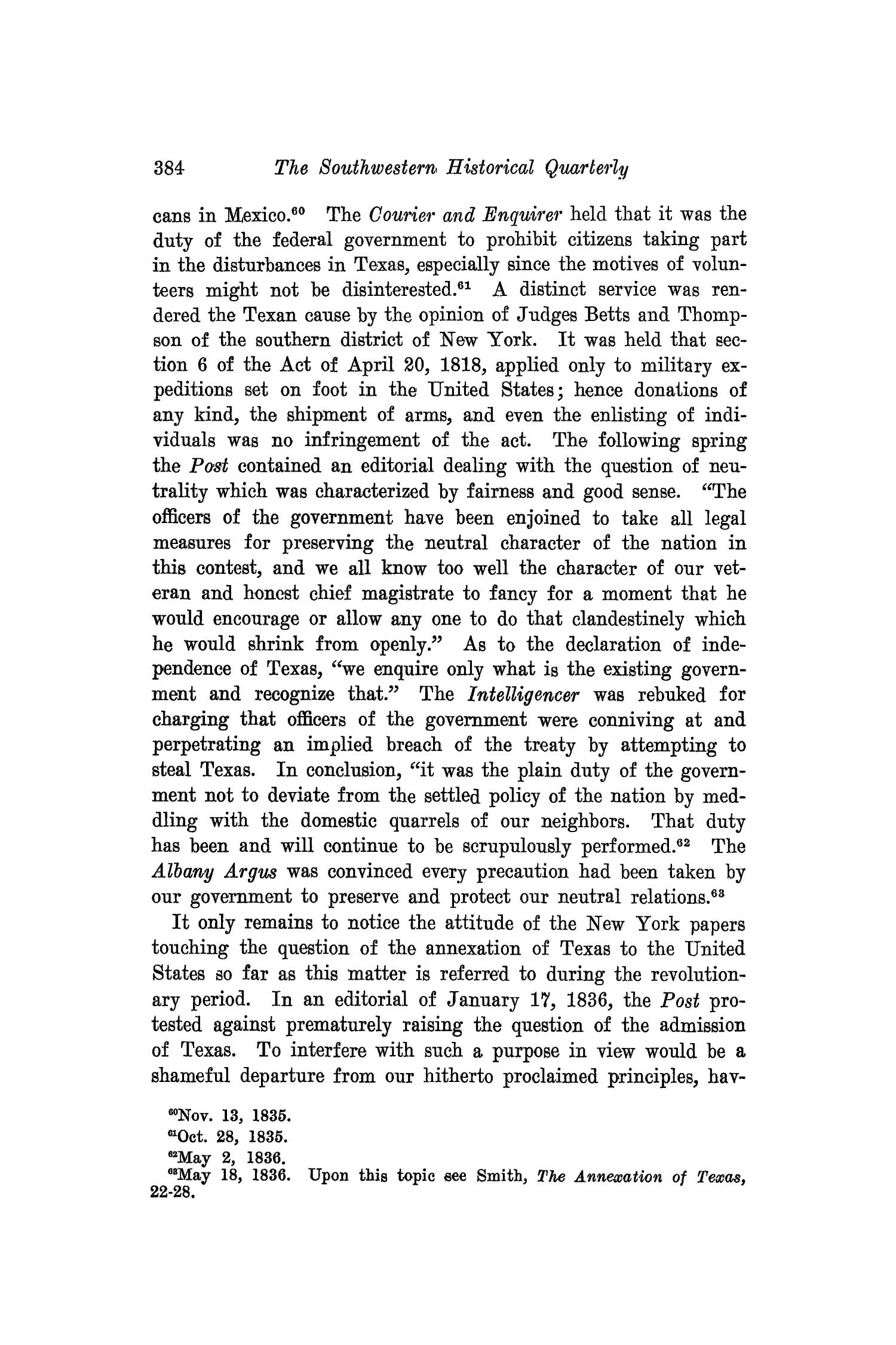 The Southwestern Historical Quarterly, Volume 18, July 1914 - April, 1915
                                                
                                                    384
                                                