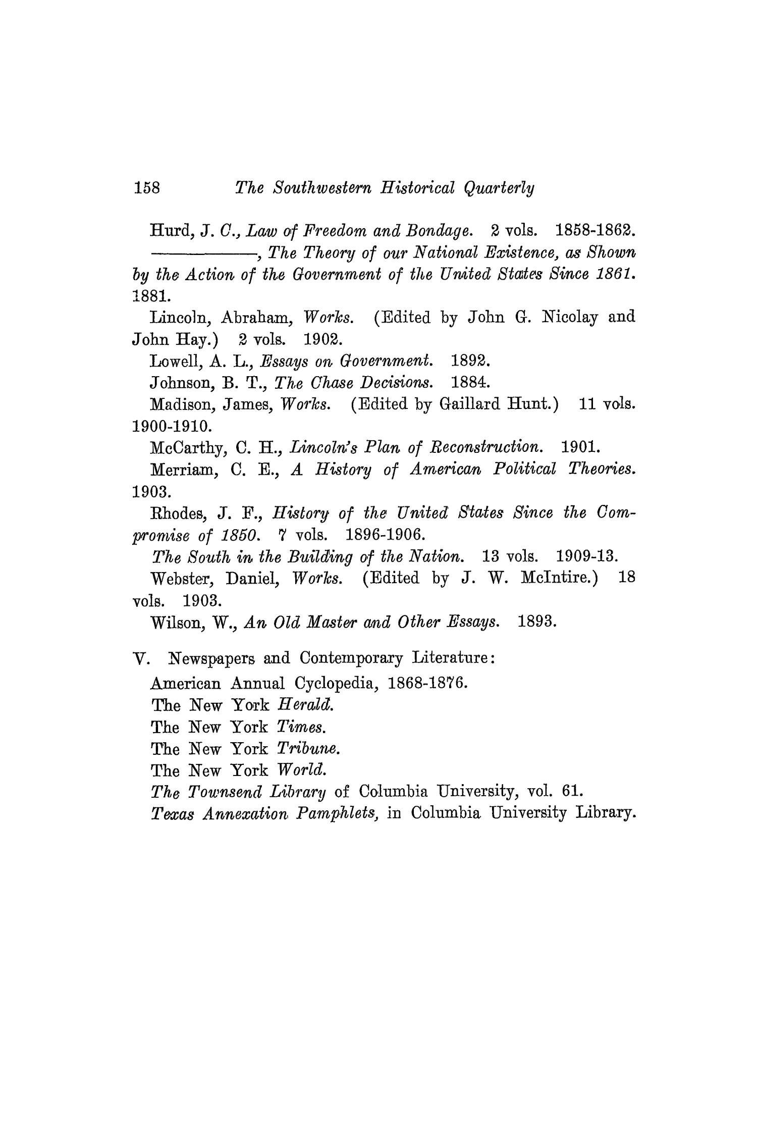 The Southwestern Historical Quarterly, Volume 19, July 1915 - April, 1916
                                                
                                                    158
                                                