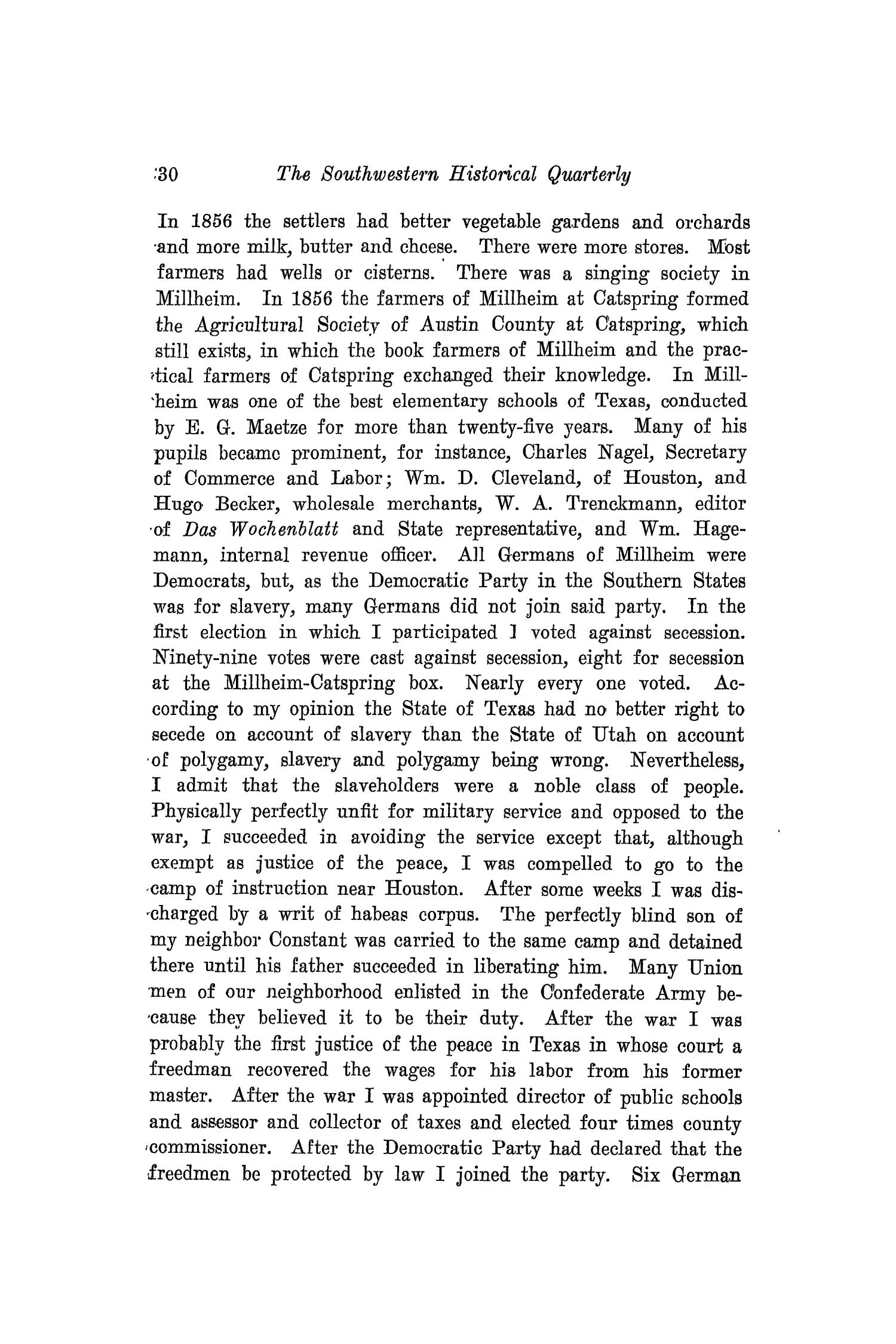 The Southwestern Historical Quarterly, Volume 20, July 1916 - April, 1917
                                                
                                                    30
                                                