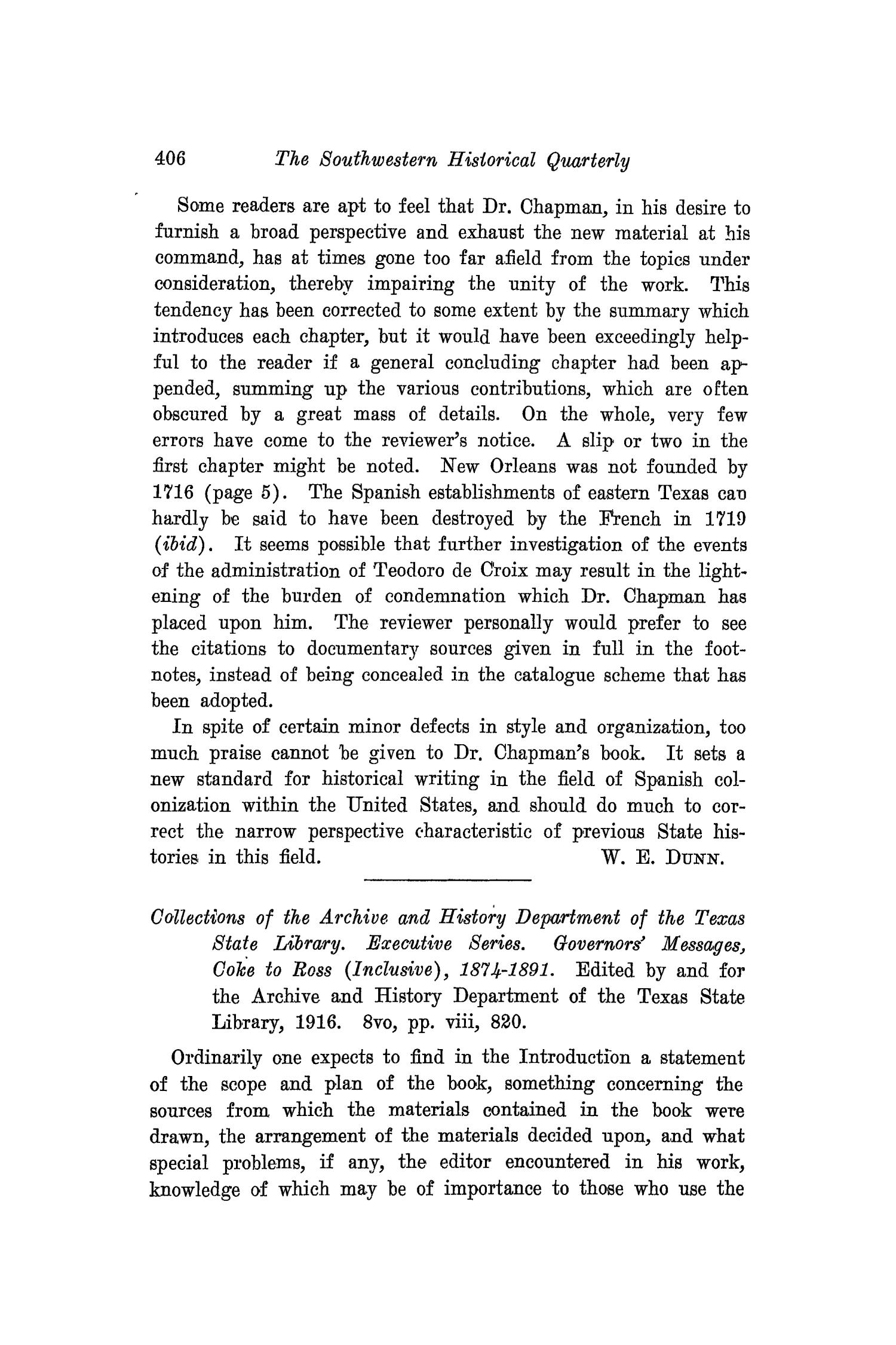 The Southwestern Historical Quarterly, Volume 20, July 1916 - April, 1917
                                                
                                                    406
                                                