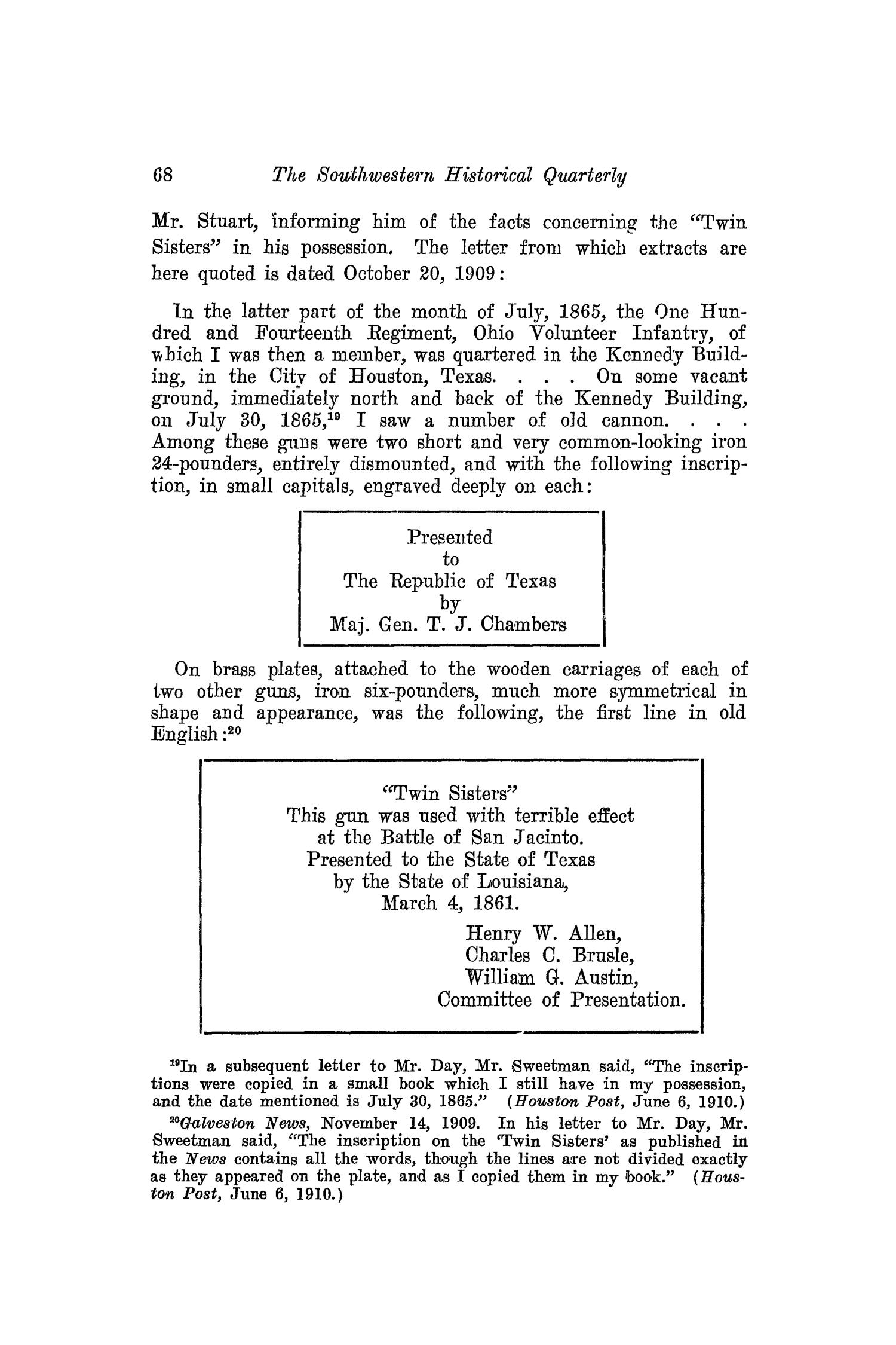 The Southwestern Historical Quarterly, Volume 21, July 1917 - April, 1918
                                                
                                                    68
                                                