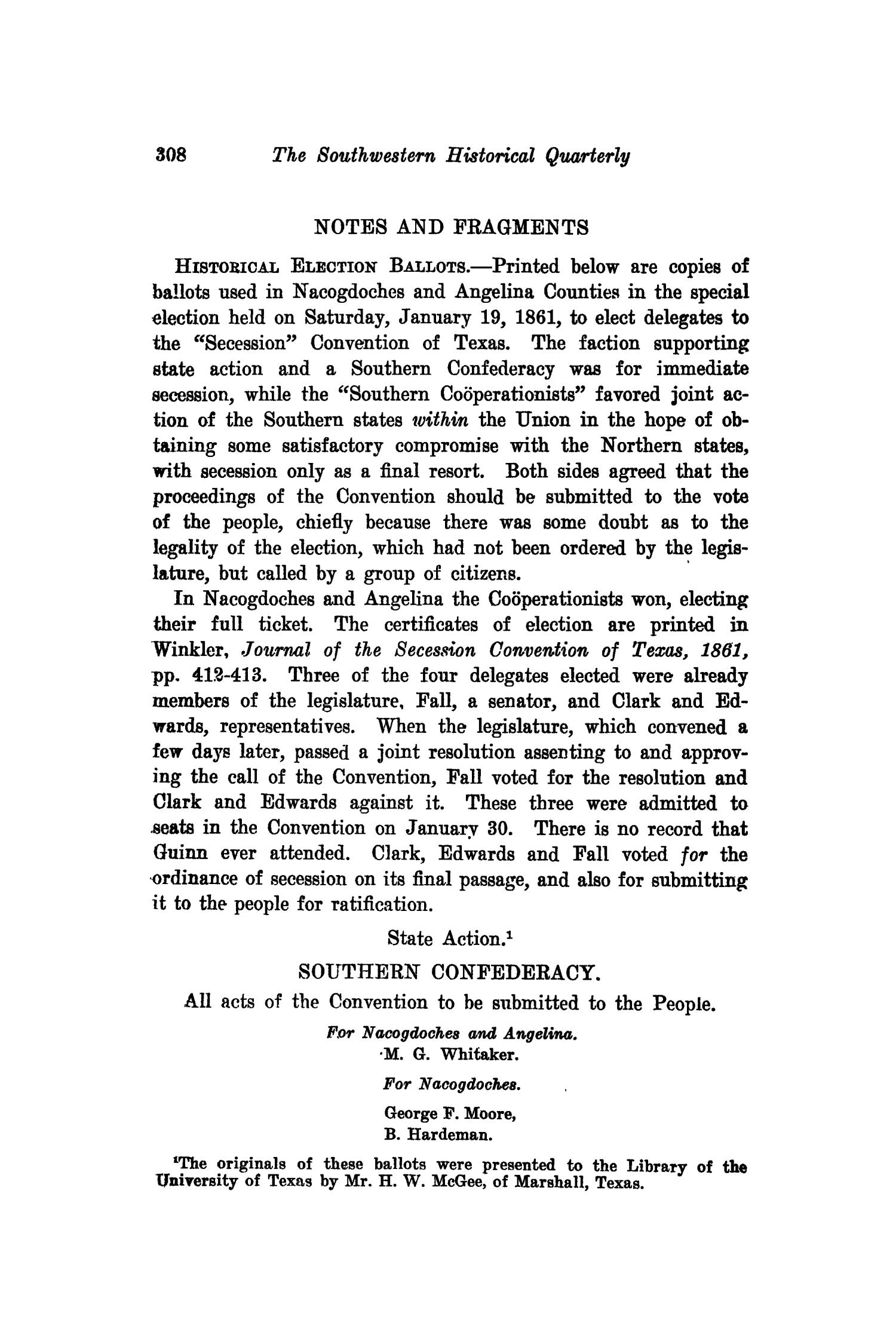 The Southwestern Historical Quarterly, Volume 23, July 1919 - April, 1920
                                                
                                                    308
                                                