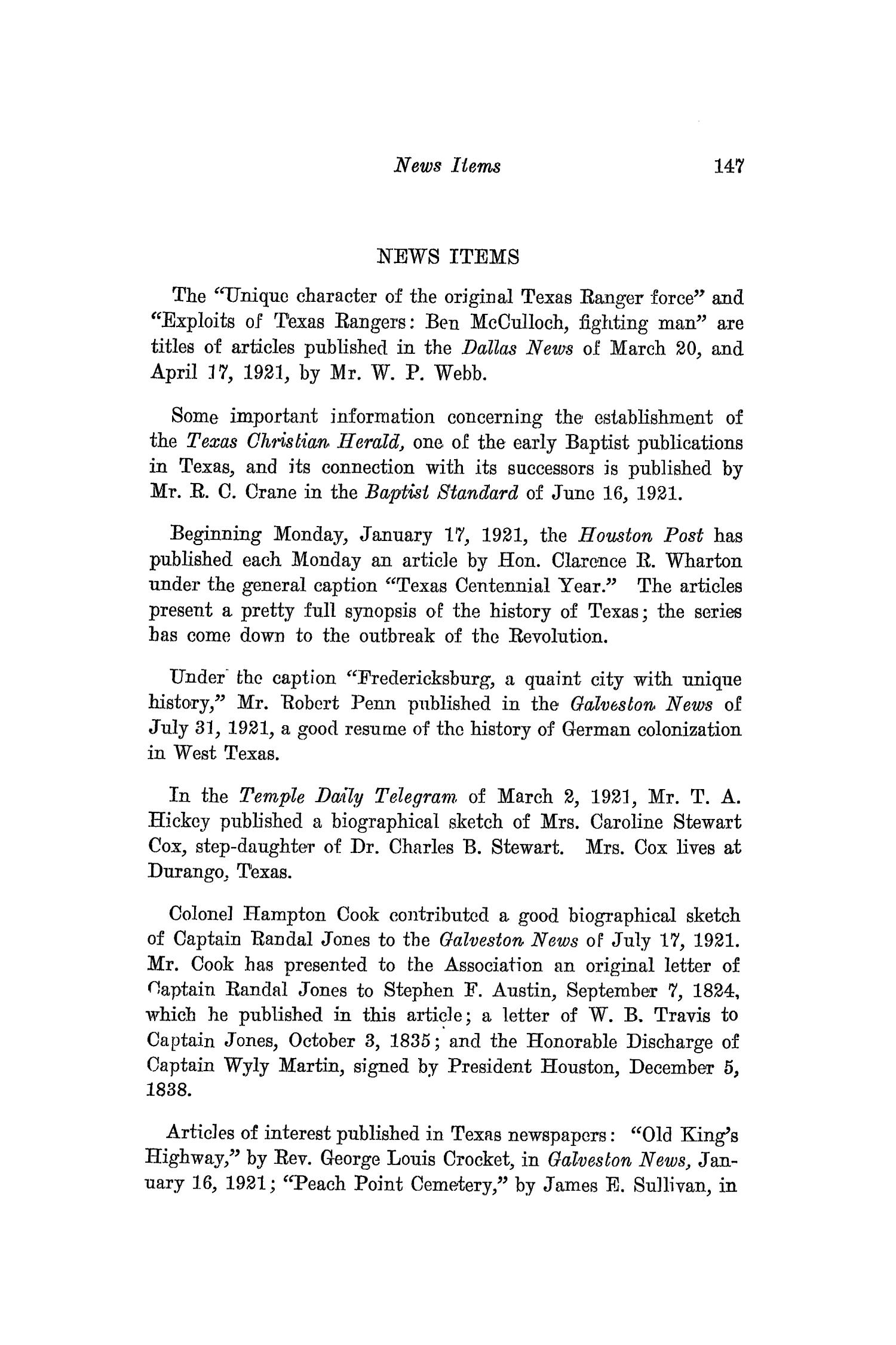 The Southwestern Historical Quarterly, Volume 25, July 1921 - April, 1922
                                                
                                                    147
                                                