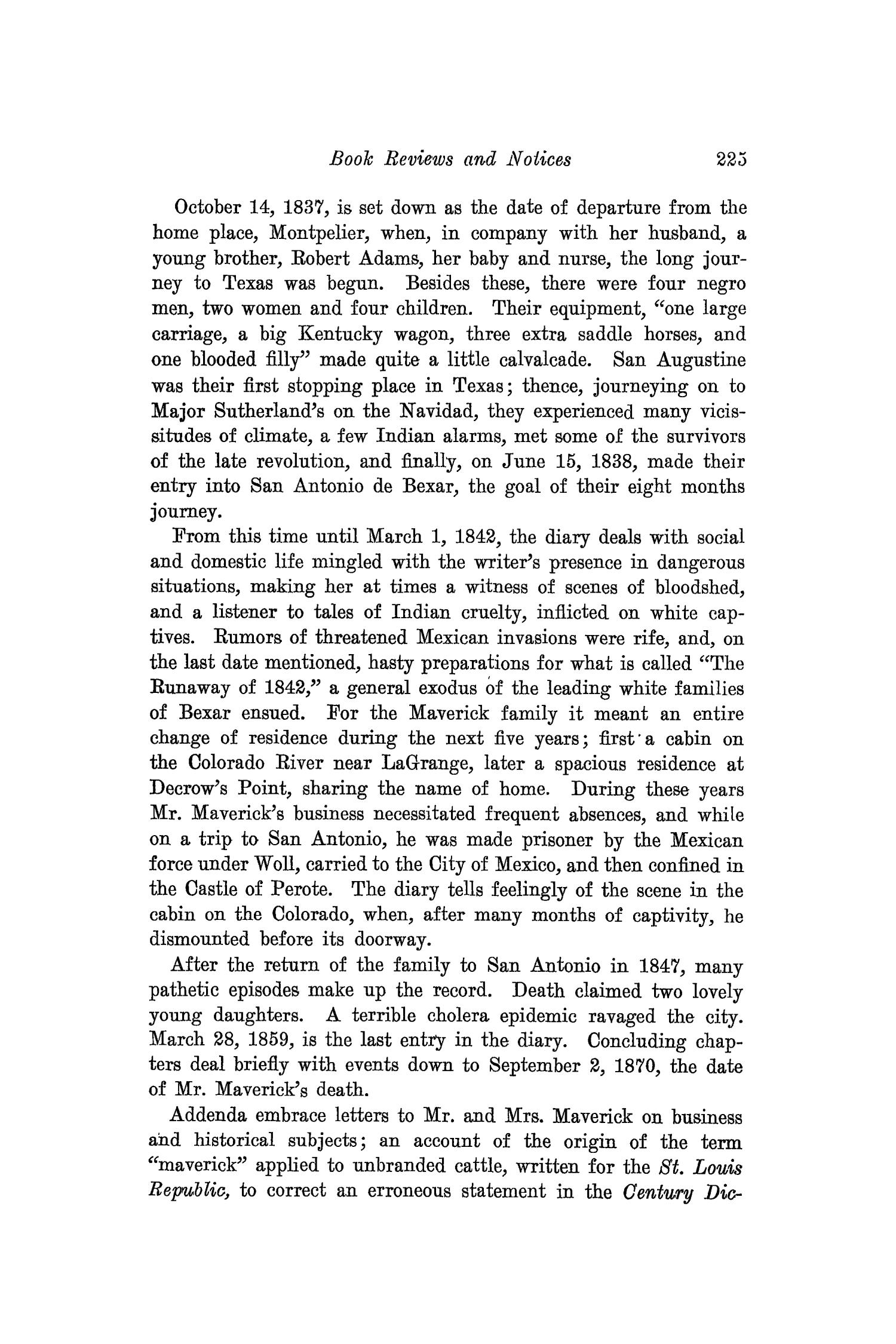 The Southwestern Historical Quarterly, Volume 25, July 1921 - April, 1922
                                                
                                                    225
                                                