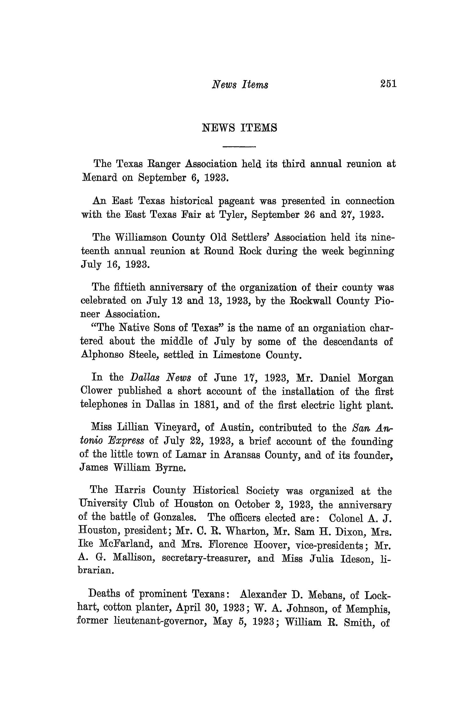 The Southwestern Historical Quarterly, Volume 27, July 1923 - April, 1924
                                                
                                                    251
                                                