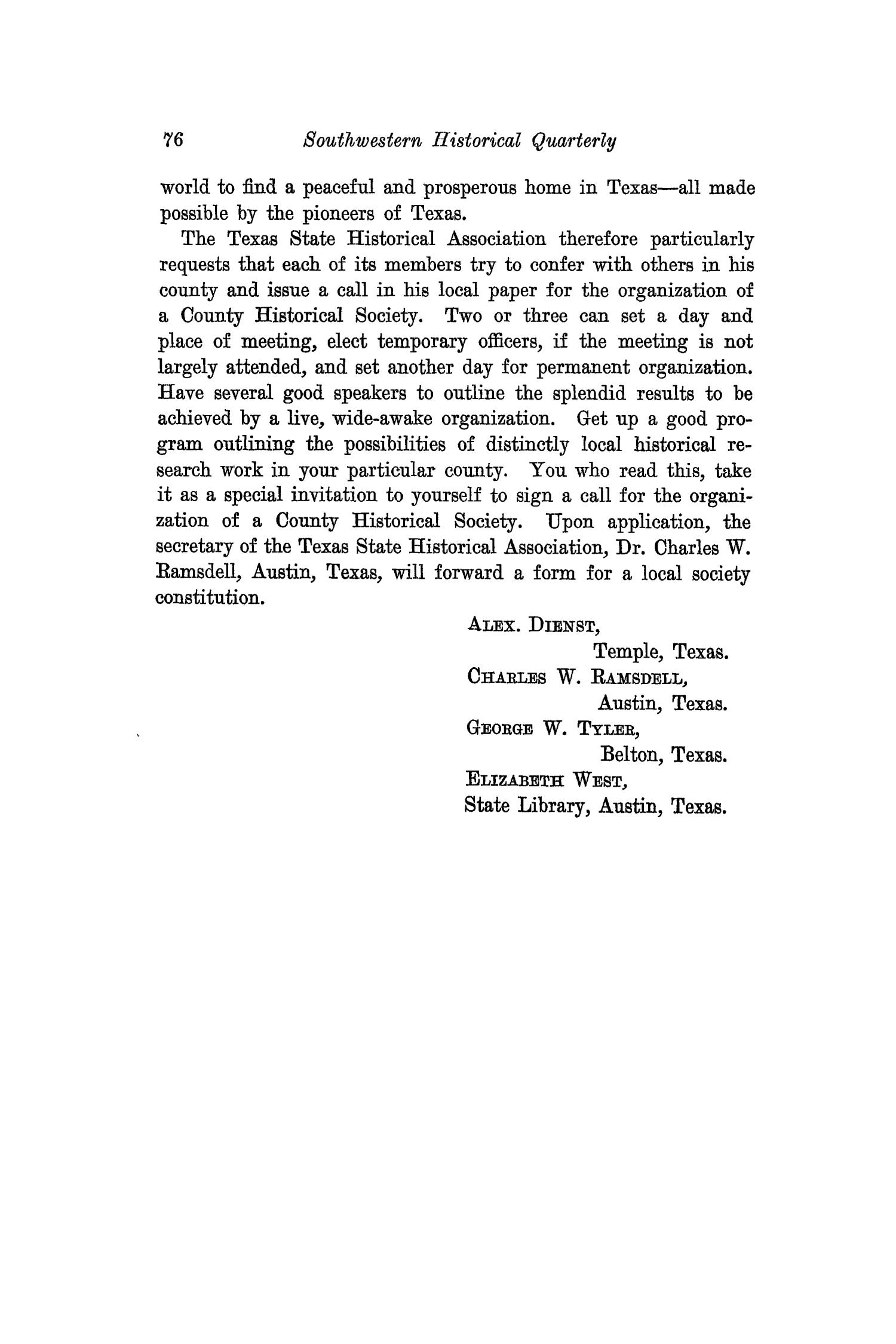 The Southwestern Historical Quarterly, Volume 27, July 1923 - April, 1924
                                                
                                                    76
                                                