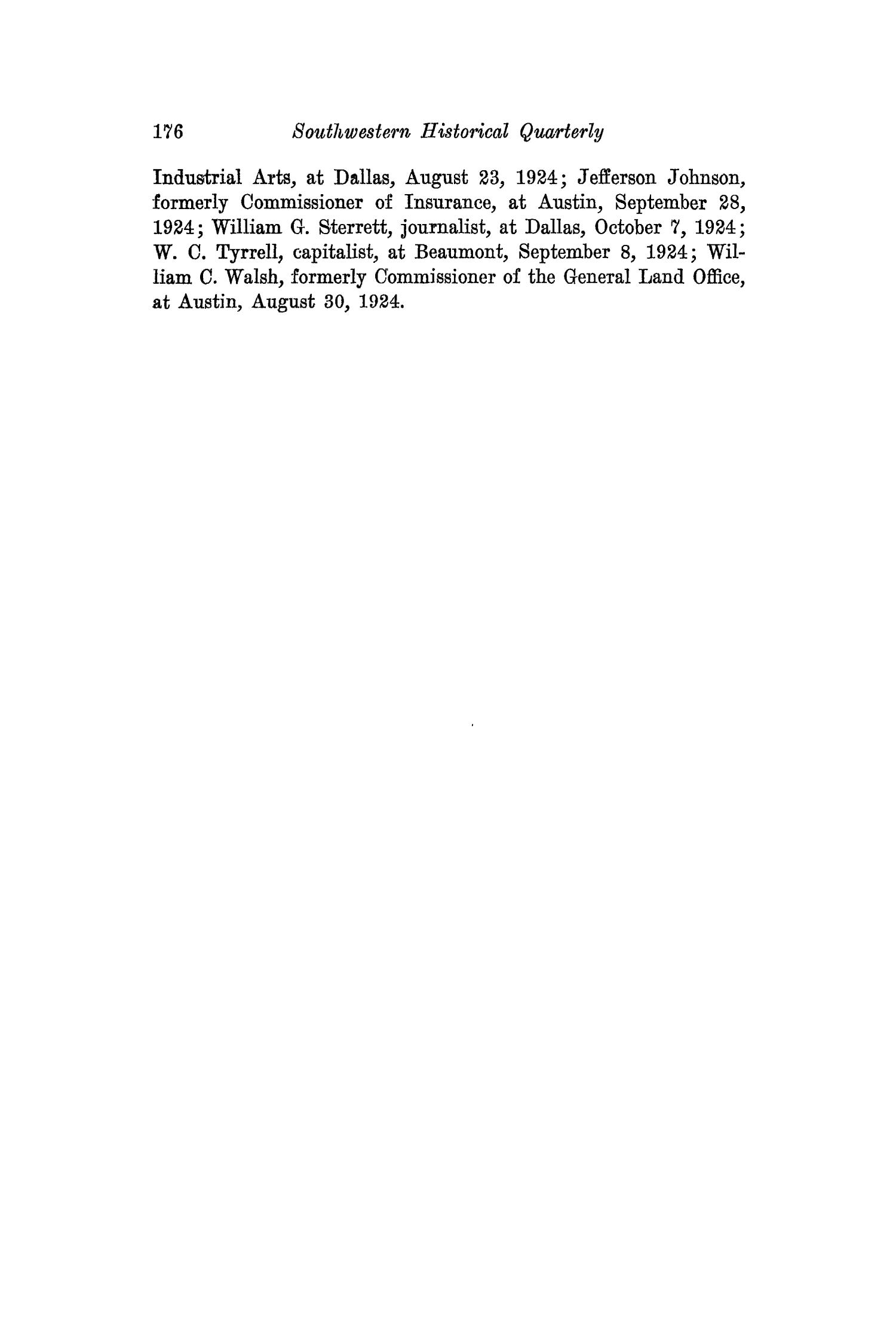 The Southwestern Historical Quarterly, Volume 28, July 1924 - April, 1925
                                                
                                                    176
                                                